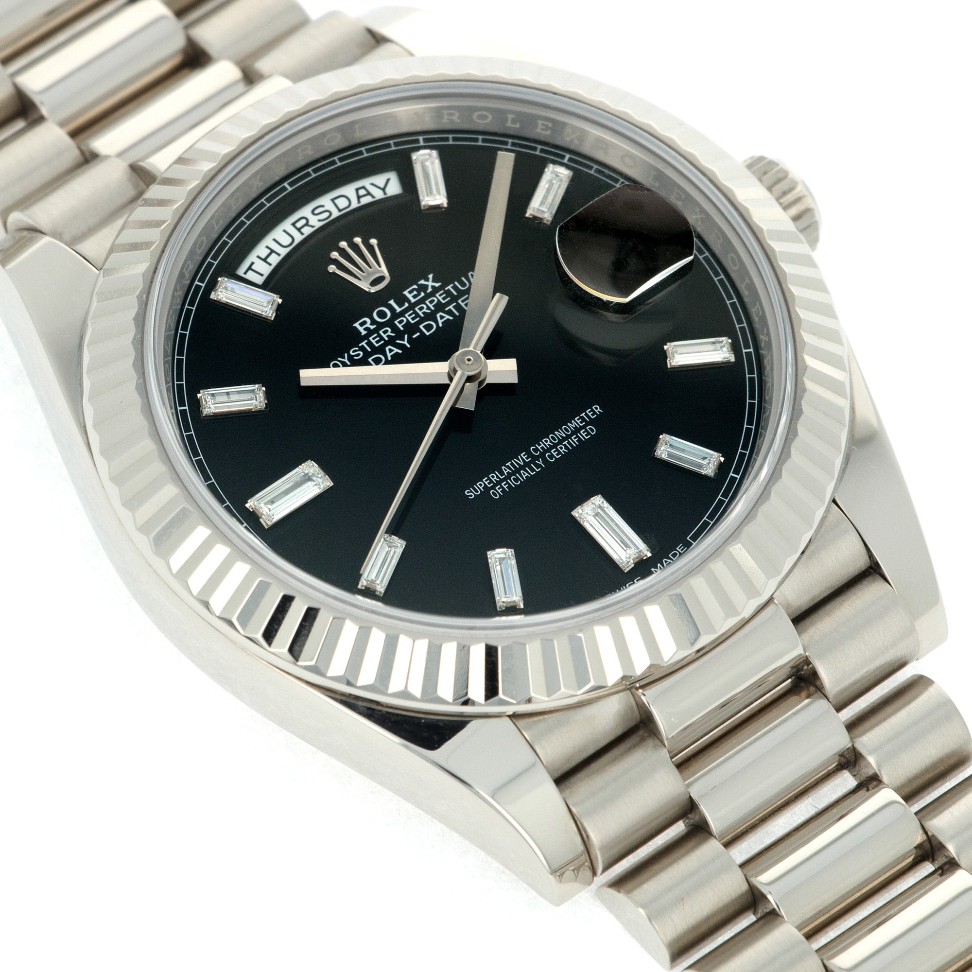 Rolex - Rolex Day-Date white gold baguette diamond dial ref. 228239 - The Keystone Watches