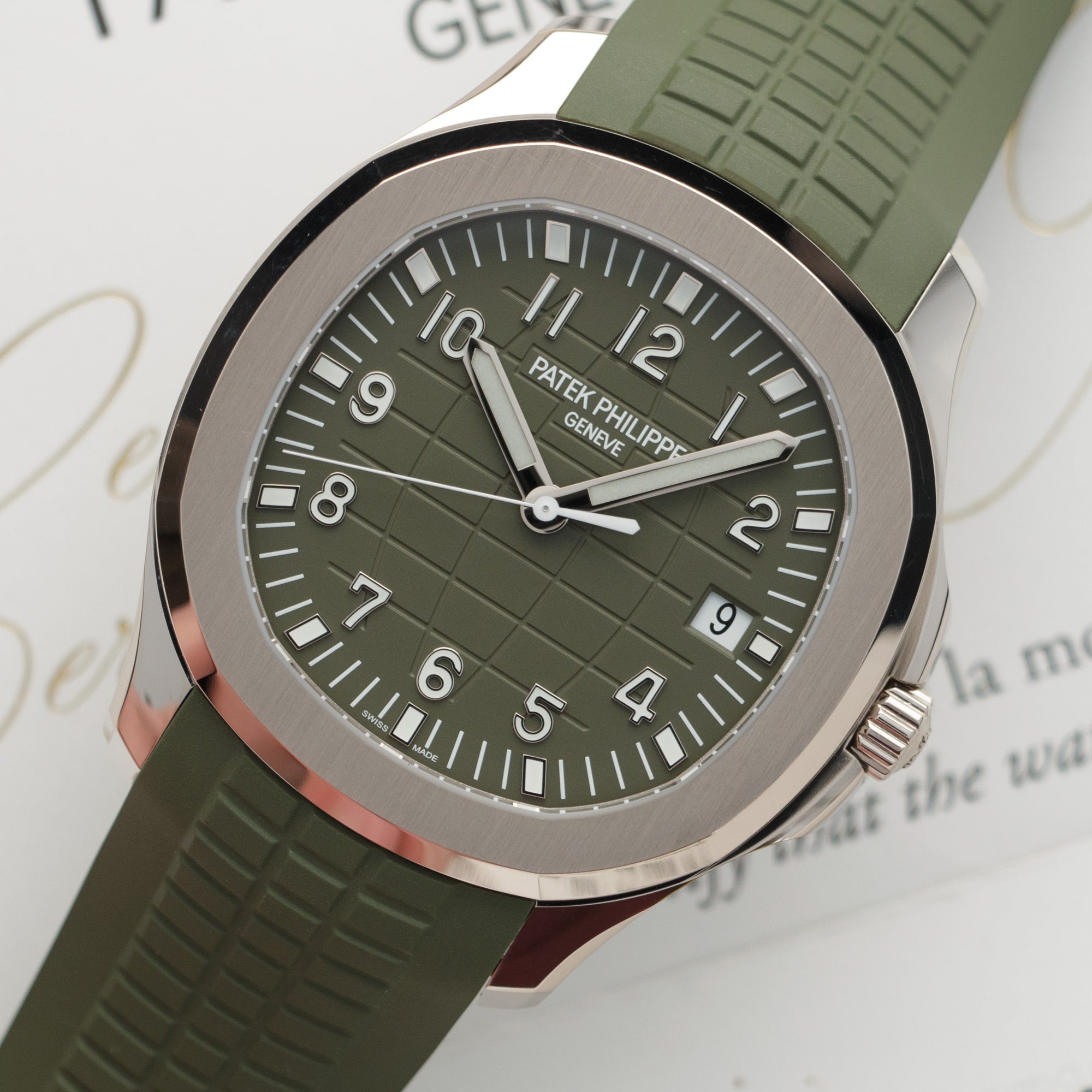 Patek Philippe - Patek Philippe White Gold Aquanaut Khaki Green Watch Ref. 5168 - The Keystone Watches