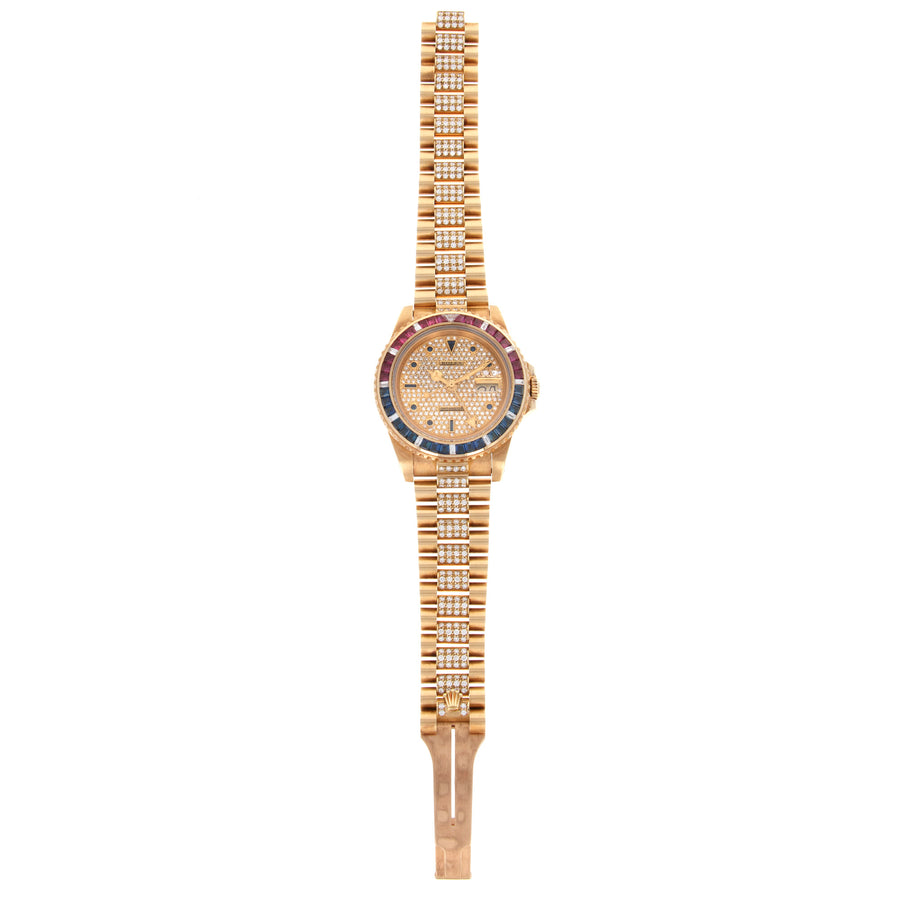 Rolex Yellow Gold GMT-Master Diamond Ruby Sapphire Watch Ref. 16758