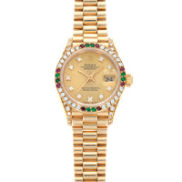 Rolex Yellow Gold Datejust Diamond and Ruby Watch Ref. 69038