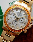 Rolex - Rolex Yellow Gold Daytona Ref. 116578 with MOP Dial and Orange Sapphires - The Keystone Watches