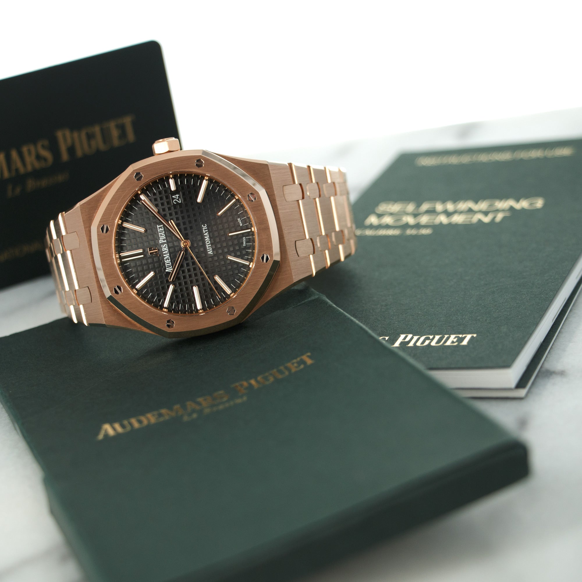 Audemars Piguet - Audemars Piguet Rose Gold Royal Oak Watch Ref. 15400 with Original and Papers - The Keystone Watches