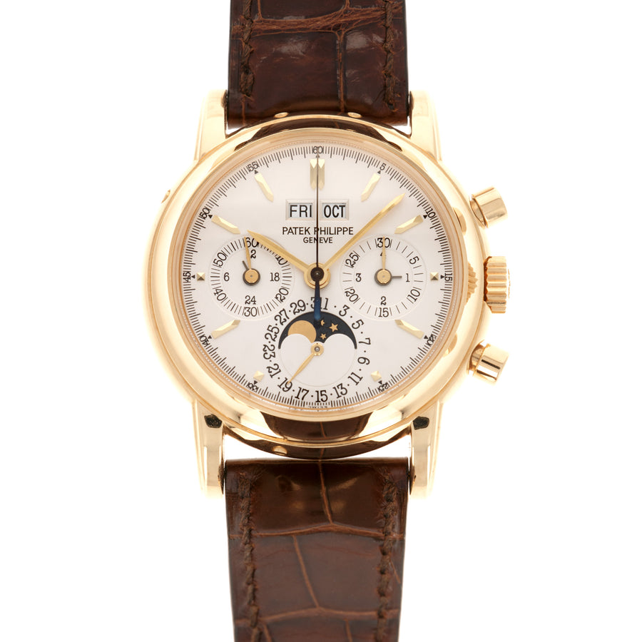 Patek Philippe Perpetual Calendar Chrono 3970EJ-014 18k YG  Fantastic Original Condition with Clear, Deep Hallmarks Unisex 18k YG Silver 36 mm Manual Undated Original Brown Patek Philippe Strap Box, Certificate, and Additional Solid Case Back 