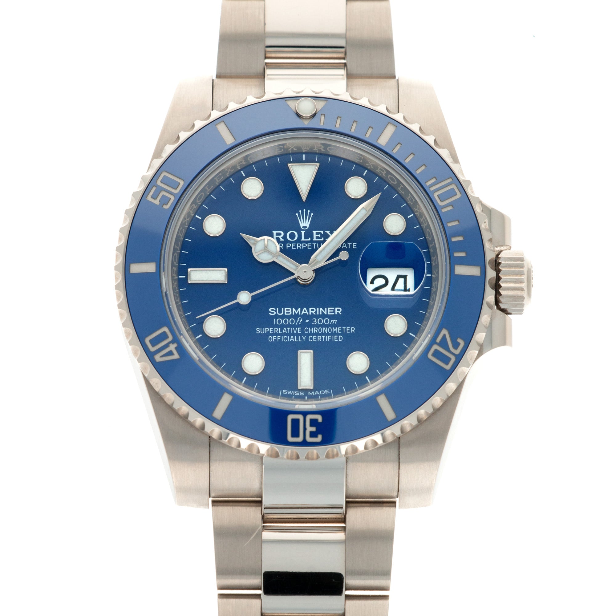 Rolex - Rolex White Gold Smurf Submariner Watch Ref. 116619 - The Keystone Watches
