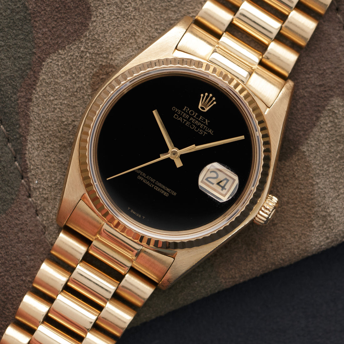 Rolex Yellow Gold Datejust Onyx Dial Watch, Ref. 16018