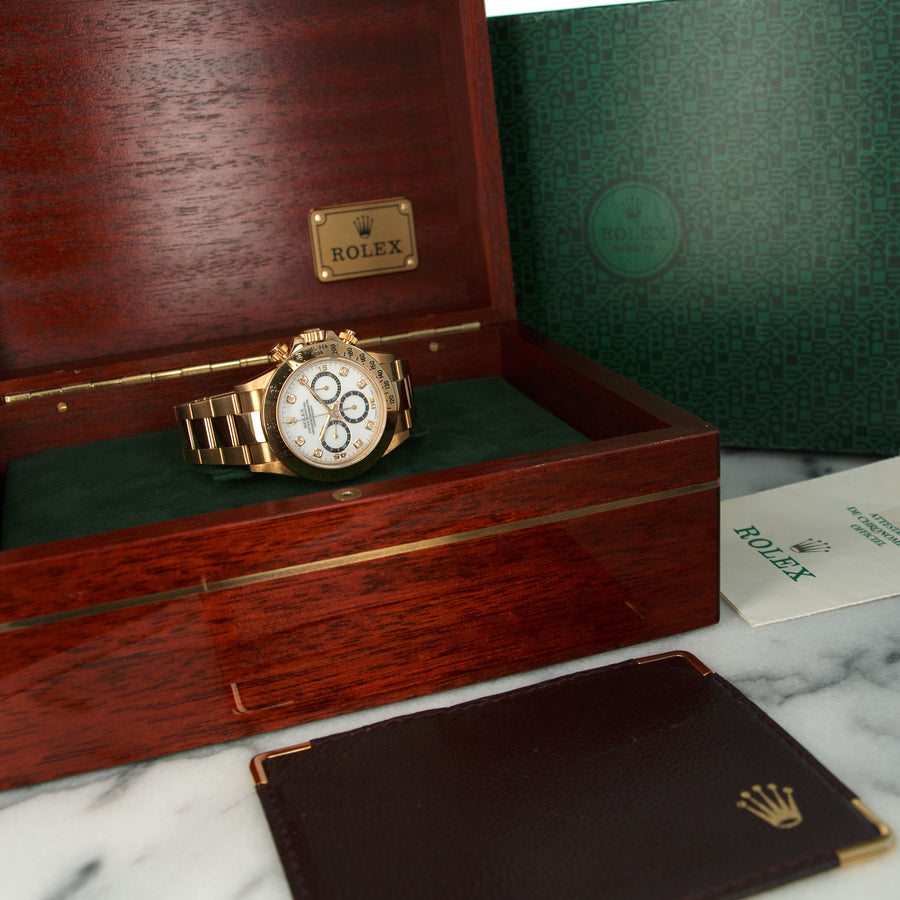 Rolex Yellow Gold Cosmograph Daytona Porcelain Zenith Diamond Watch Ref. 16528