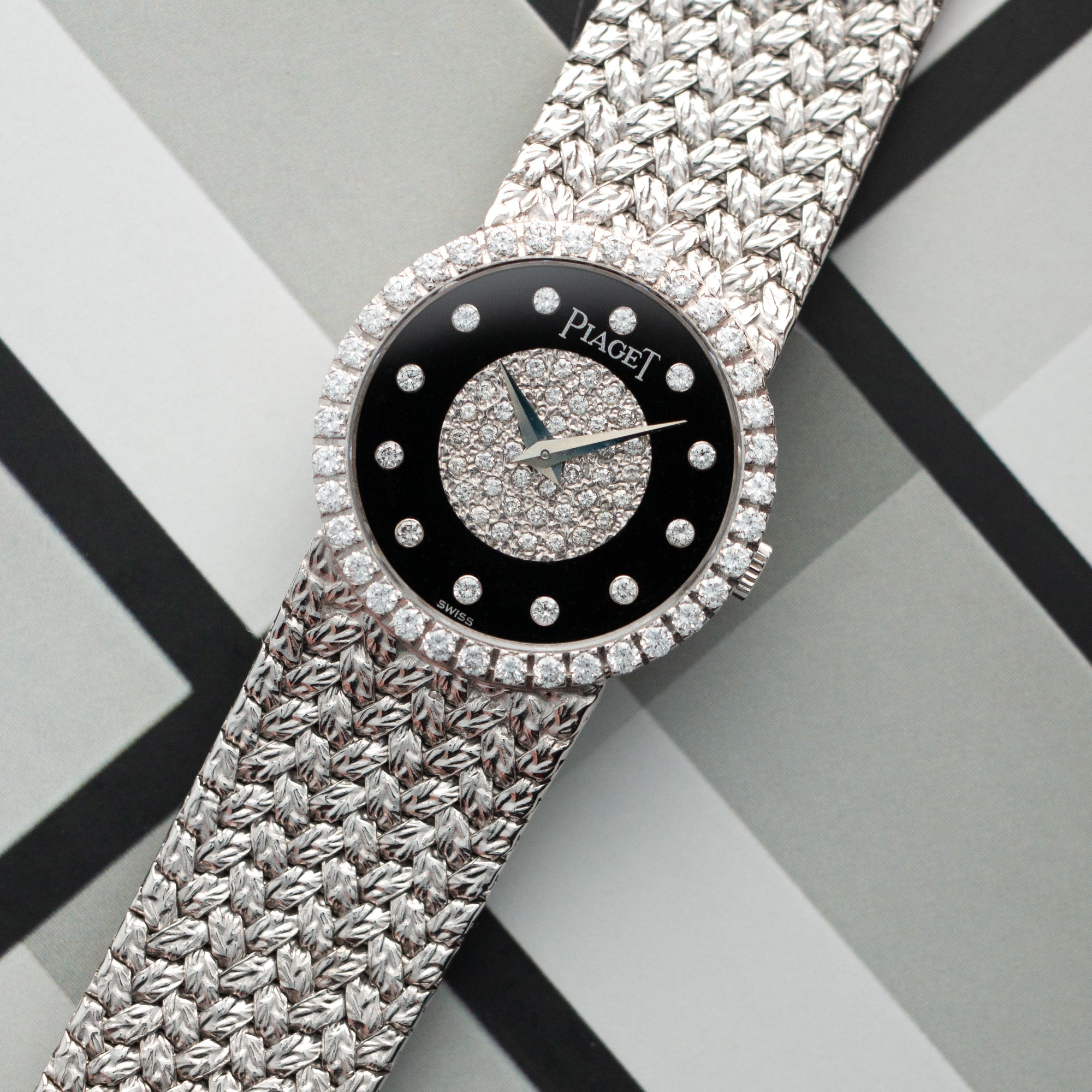Piaget - Piaget White Gold Diamond Bezel with Black and Diamond Dial on Bracelet - The Keystone Watches