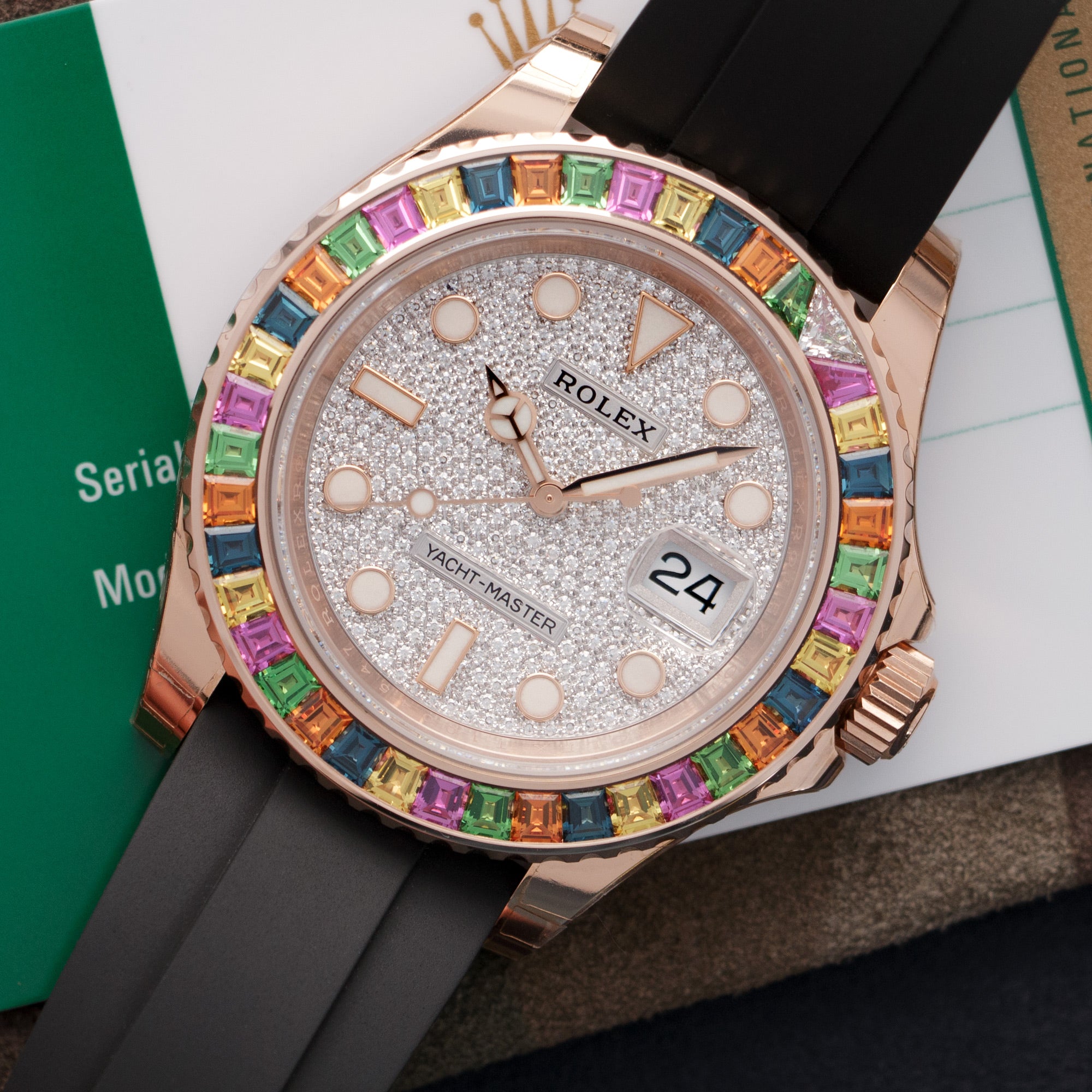 Rolex - Rolex Rose Gold Yacht-Master Rainbow Diamond Watch Ref. 116695 - The Keystone Watches