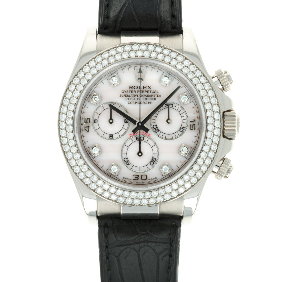 Rolex Daytona White Gold with diamond bezel and Mother of pearl diamond dial Ref. 116589