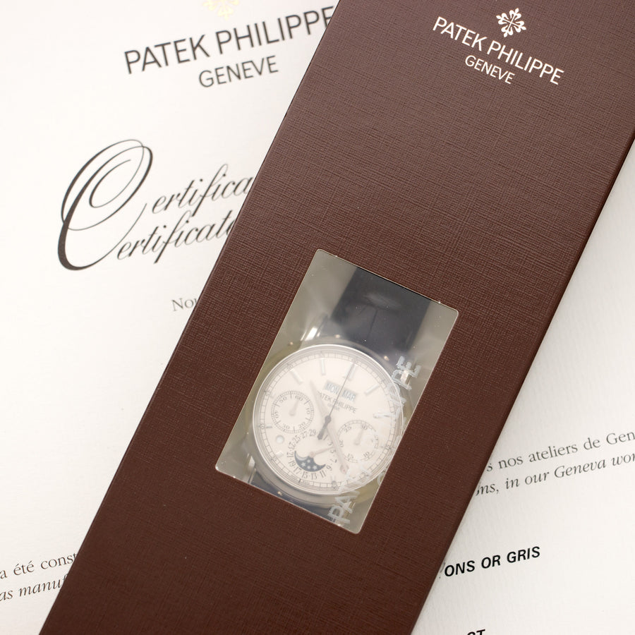 Patek Philippe Platinum Perpetual Split Seconds Chrono Watch Ref. 5204 in Double Sealed and Unworn Condition