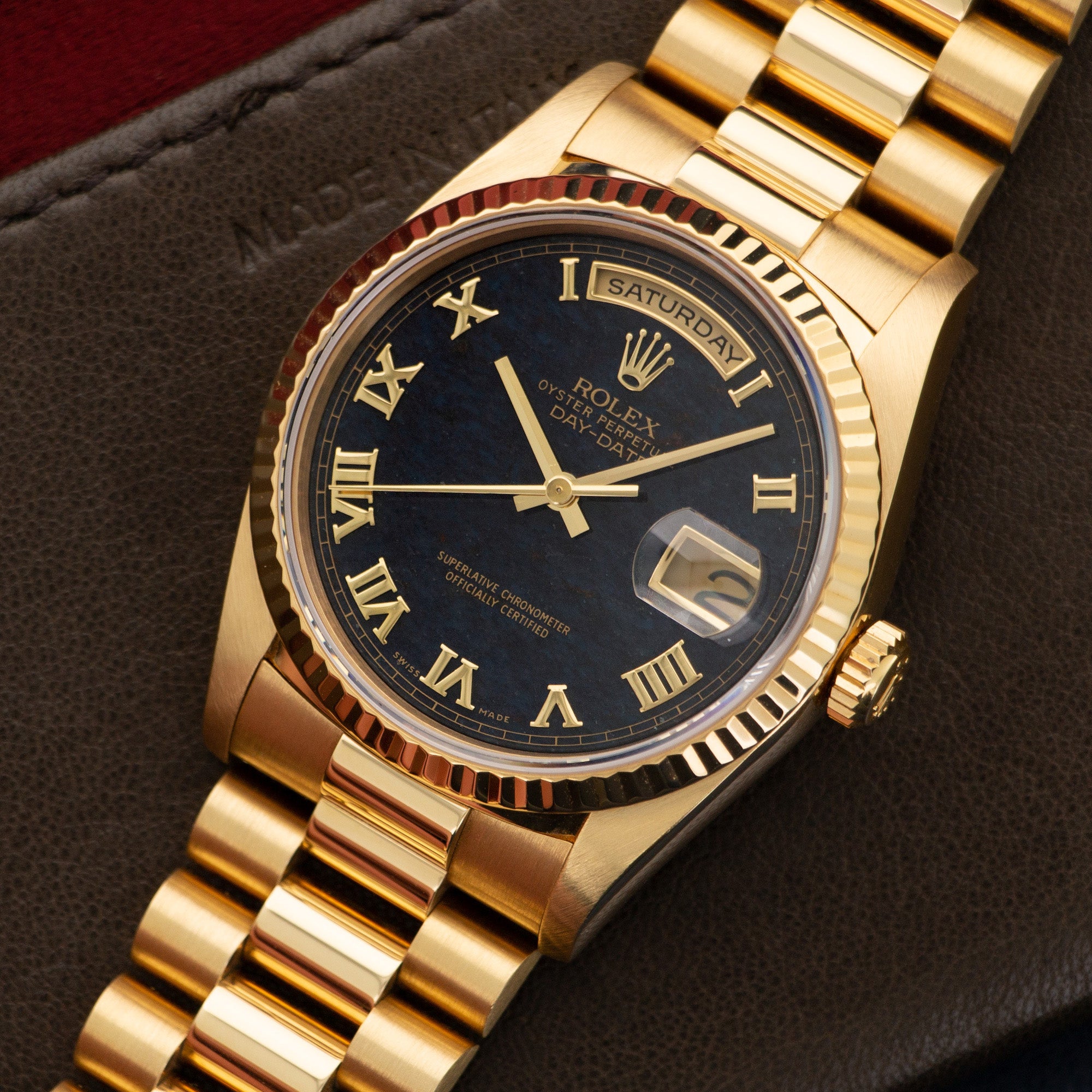 Rolex - Rolex Yellow Gold Day-Date Ferrite Stone Dial Watch Ref. 18238 - The Keystone Watches