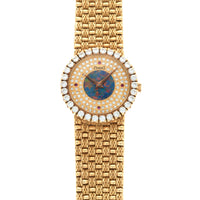 Piaget Yellow Gold Watch with Diamond Bezel and Opal, Diamond and Ruby Dial