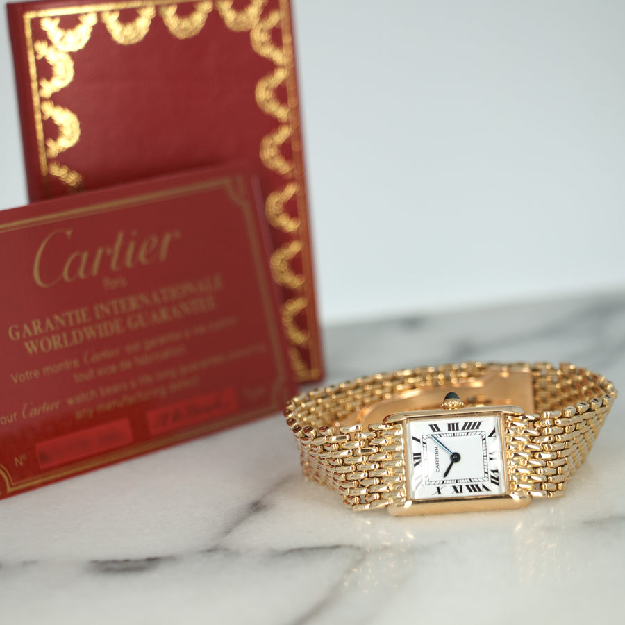 Cartier Yellow Gold Tank Mechanical Watch on a Bracelet