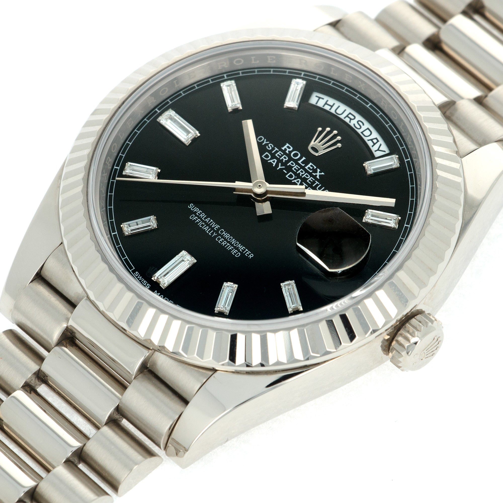Rolex - Rolex Day-Date white gold baguette diamond dial ref. 228239 - The Keystone Watches