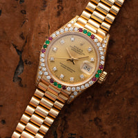 Rolex Yellow Gold Datejust Diamond and Ruby Watch Ref. 69038