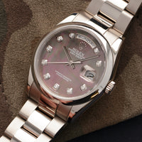Rolex White Gold Day-Date Mother of Pearl Diamond Watch Ref. 118209