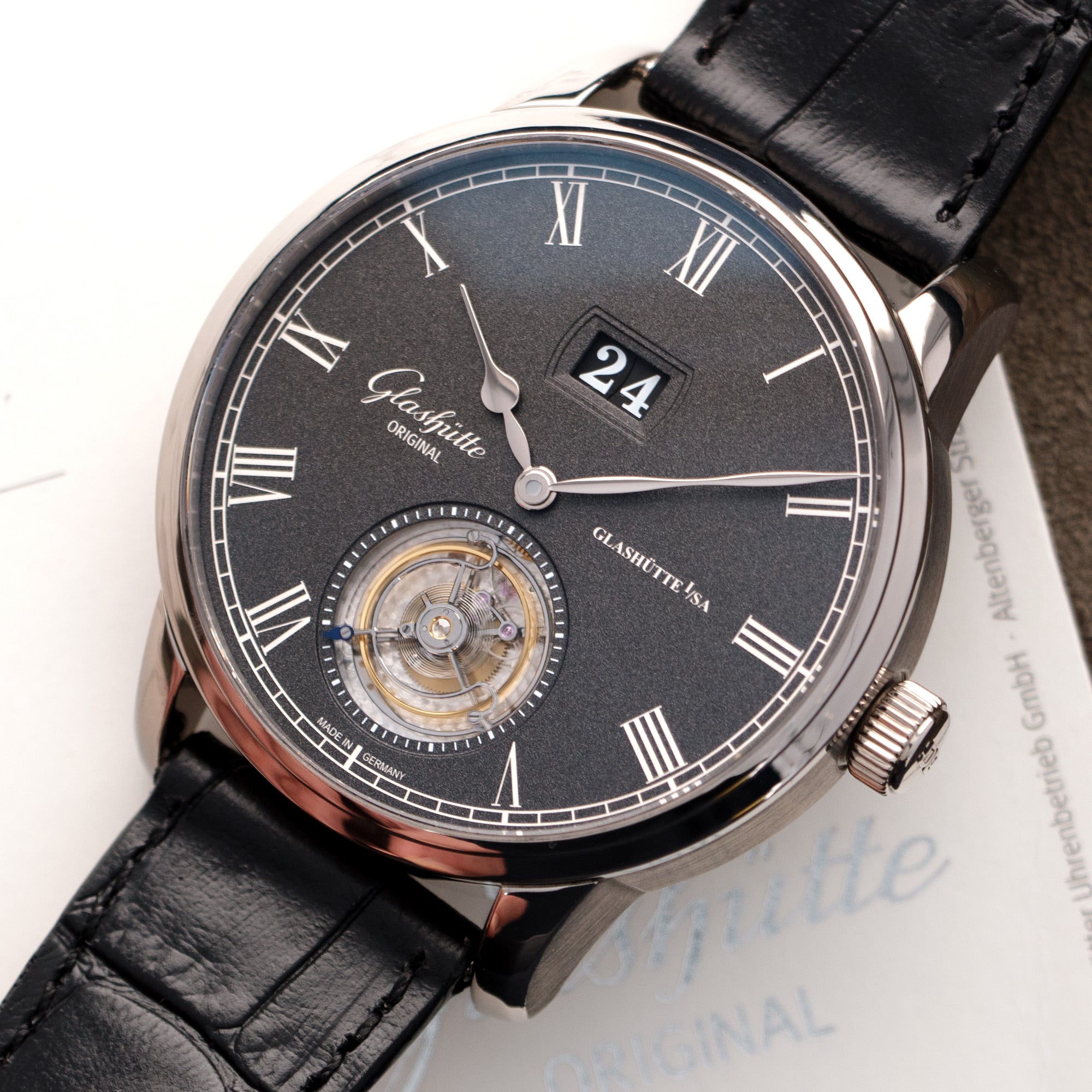 Glashutte - Glashutte White Gold Senator Tourbillon Watch - The Keystone Watches