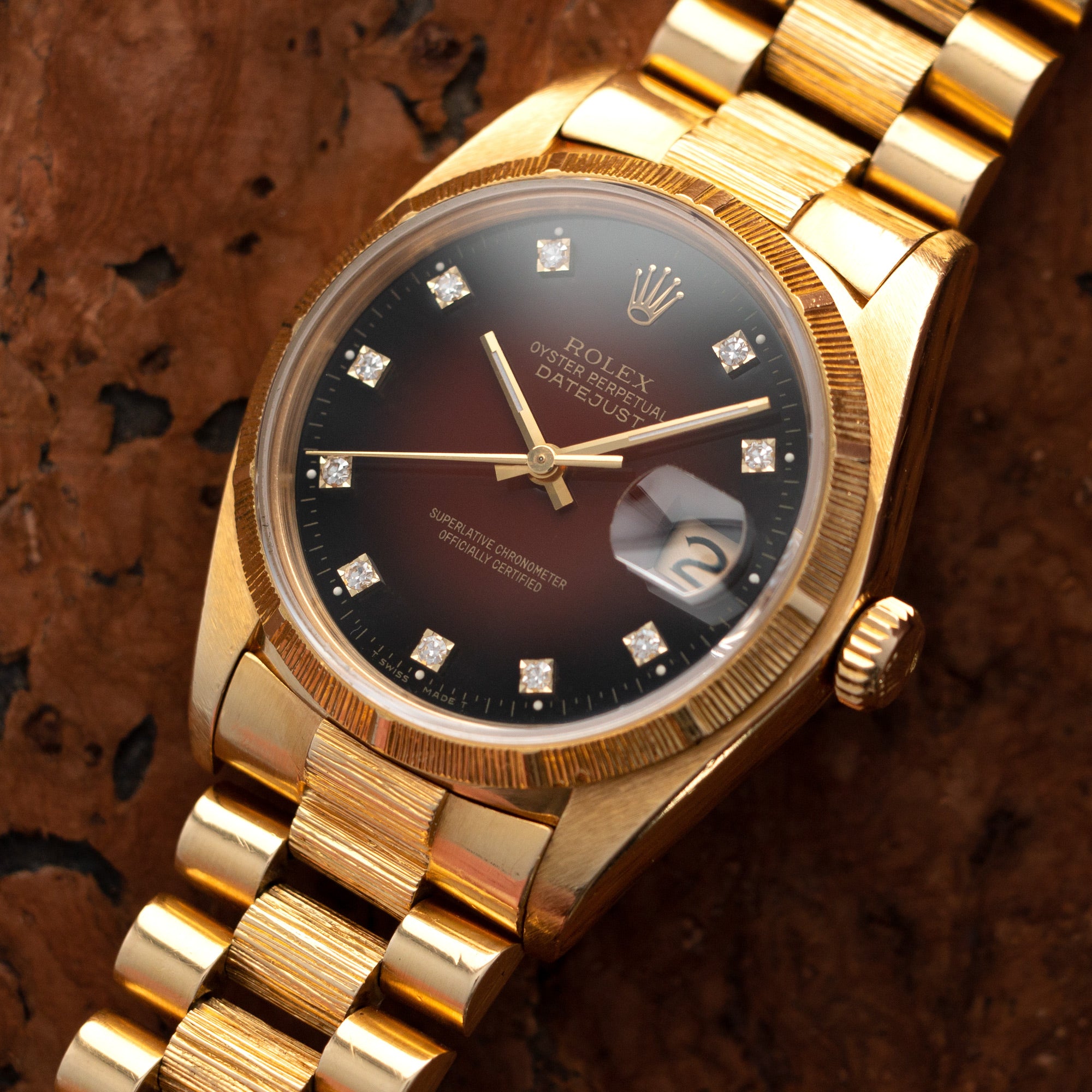 Rolex - Rolex Yellow Gold Day-Date Ref. 16078 with Red Vignette Dial - The Keystone Watches