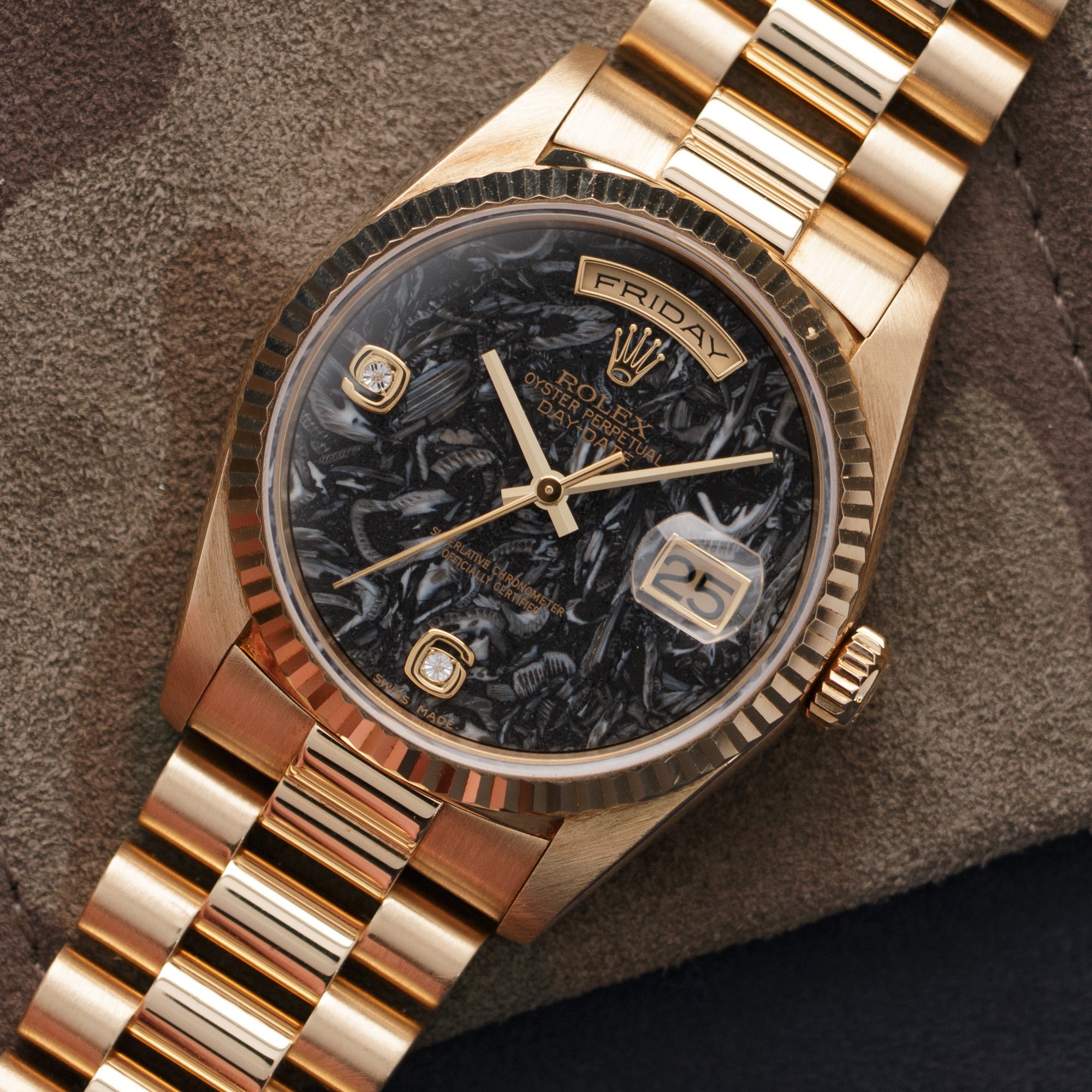 Rolex - Rolex Yellow Gold Day-Date Ammonite Stone Dial Watch Ref. 18238 - The Keystone Watches