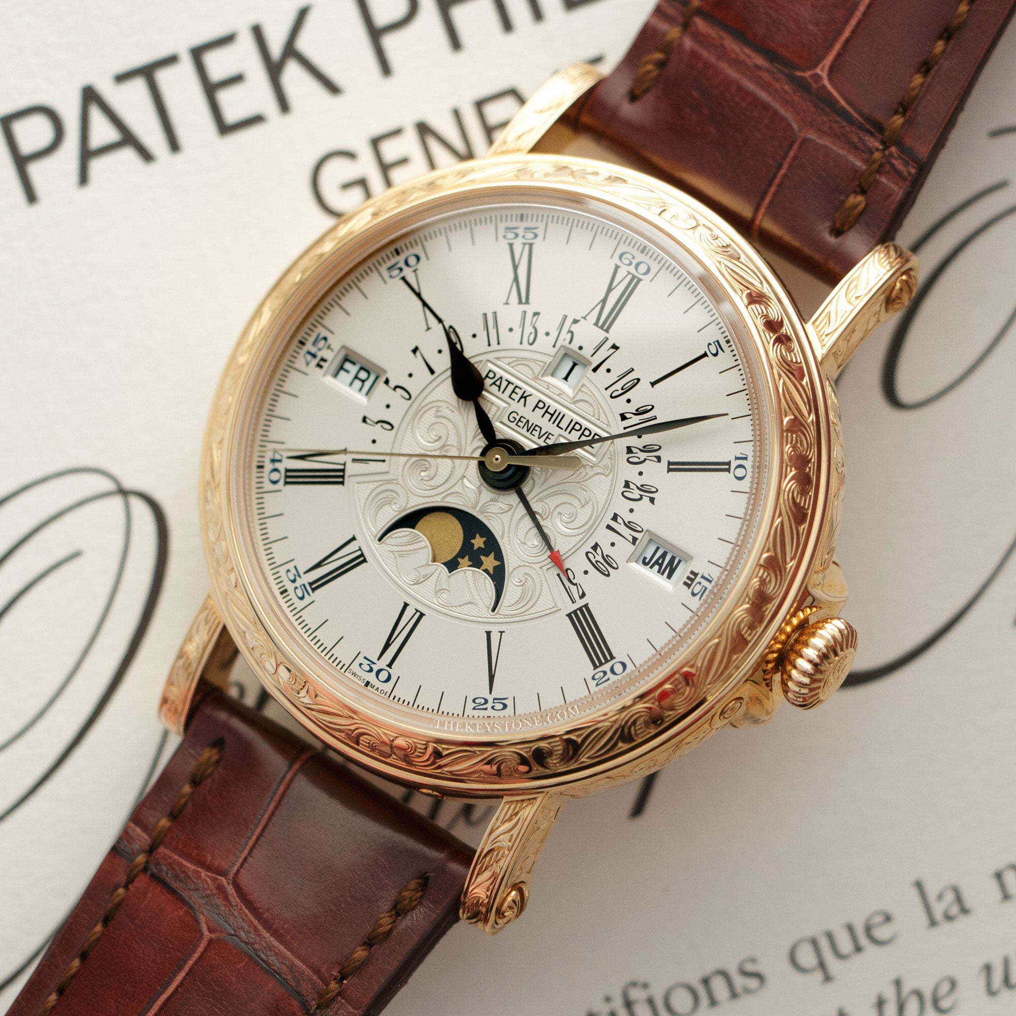 Patek Philippe - Patek Philippe Yellow Gold Perpetual Hand-Engraved Watch Ref. 5160 - The Keystone Watches