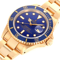 Rolex Yellow Gold Submariner Lapis Lazuli Watch Ref. 16618