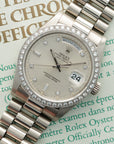 Rolex - Rolex White Gold Day-Date Diamond Watch Ref. 18049 with Original Paper - The Keystone Watches