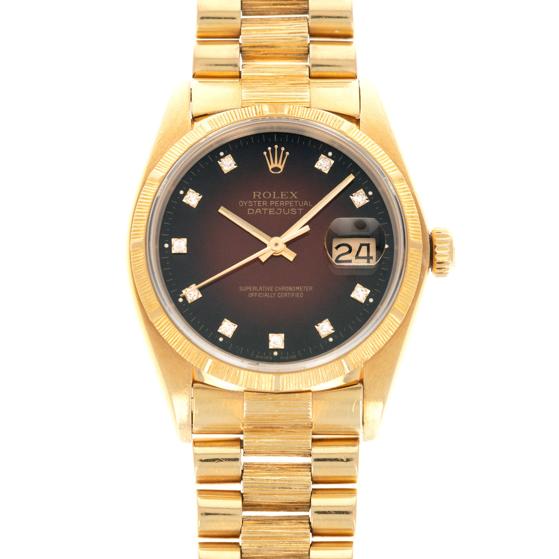 Rolex Yellow Gold Day-Date Ref. 16078 with Red Vignette Dial