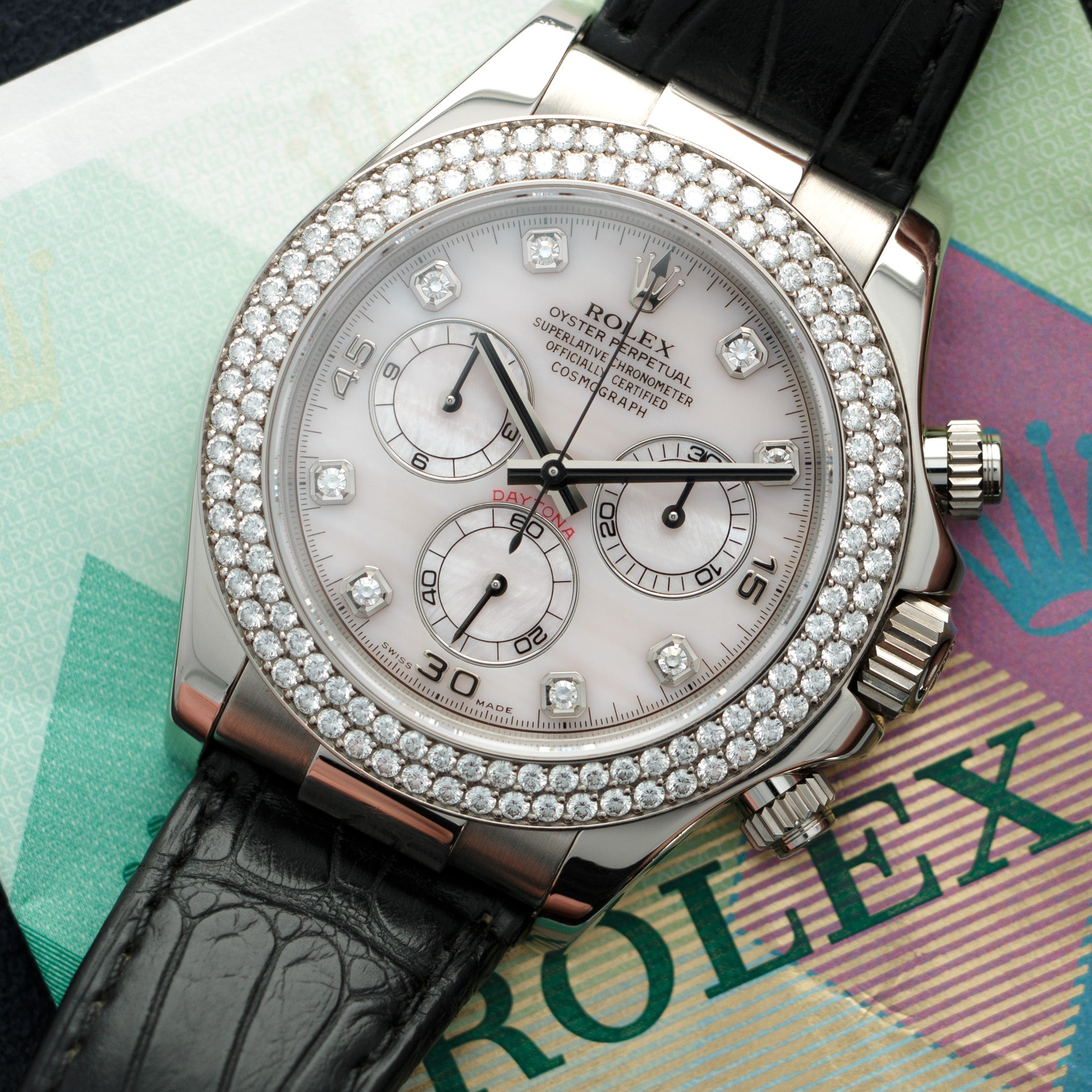 Rolex - Rolex Daytona White Gold with diamond bezel and Mother of pearl diamond dial Ref. 116589 - The Keystone Watches