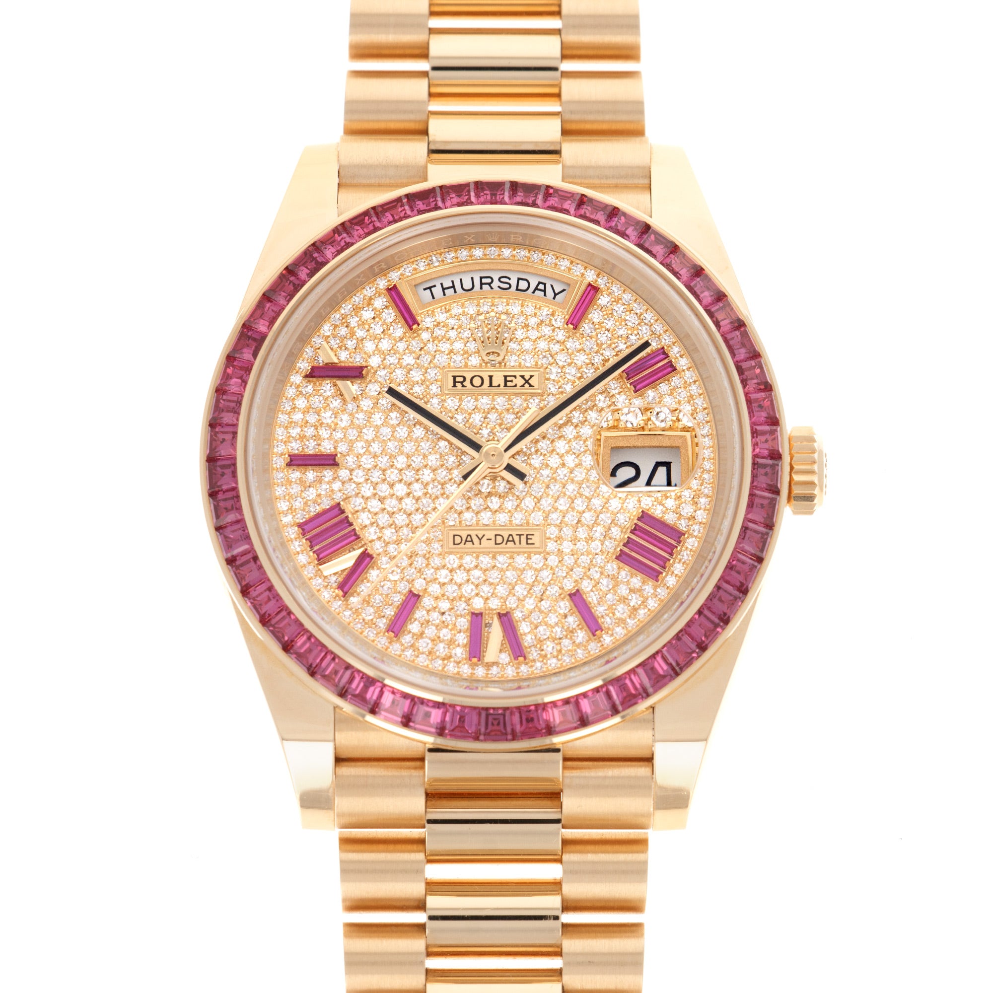 Rolex - Rolex Yellow Gold Day-Date Diamond &amp; Ruby Watch Ref. 228398 - The Keystone Watches