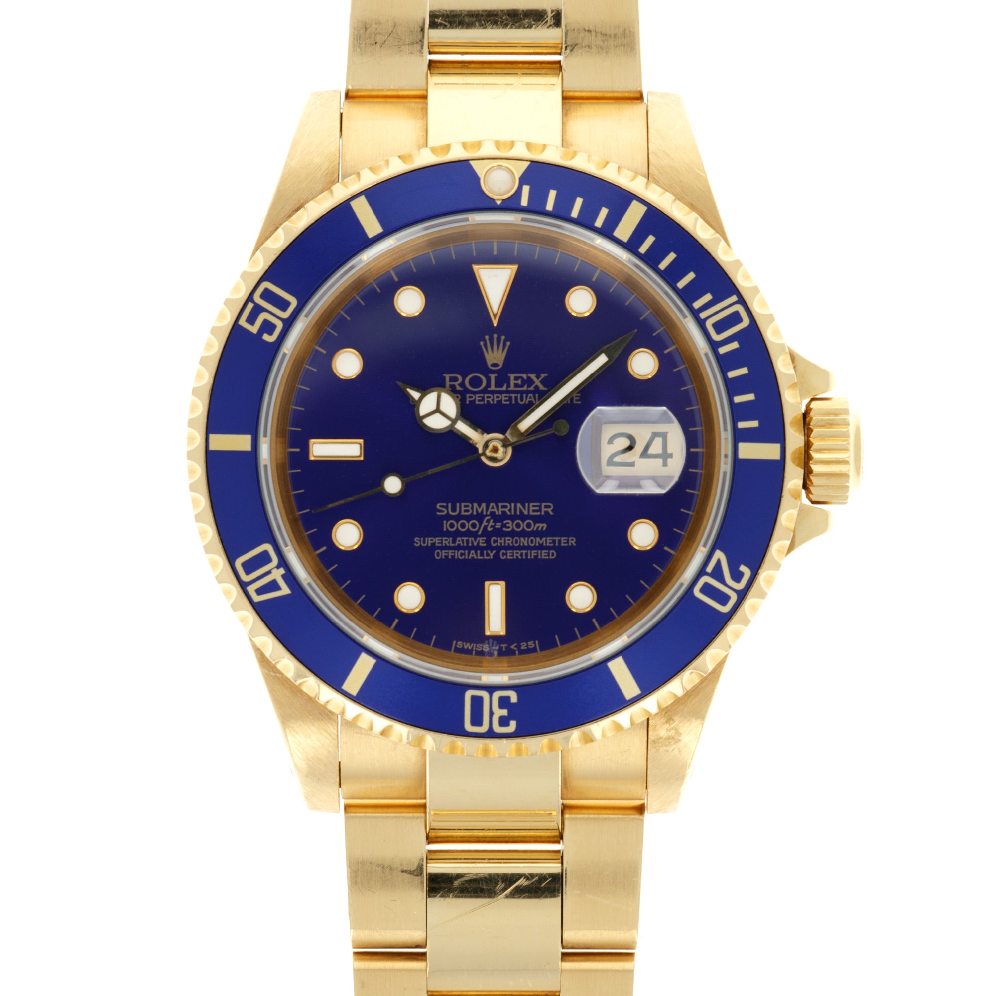 Rolex - Rolex Yellow Gold Submariner Ref. 16618 with Purple Hue Dial - The Keystone Watches