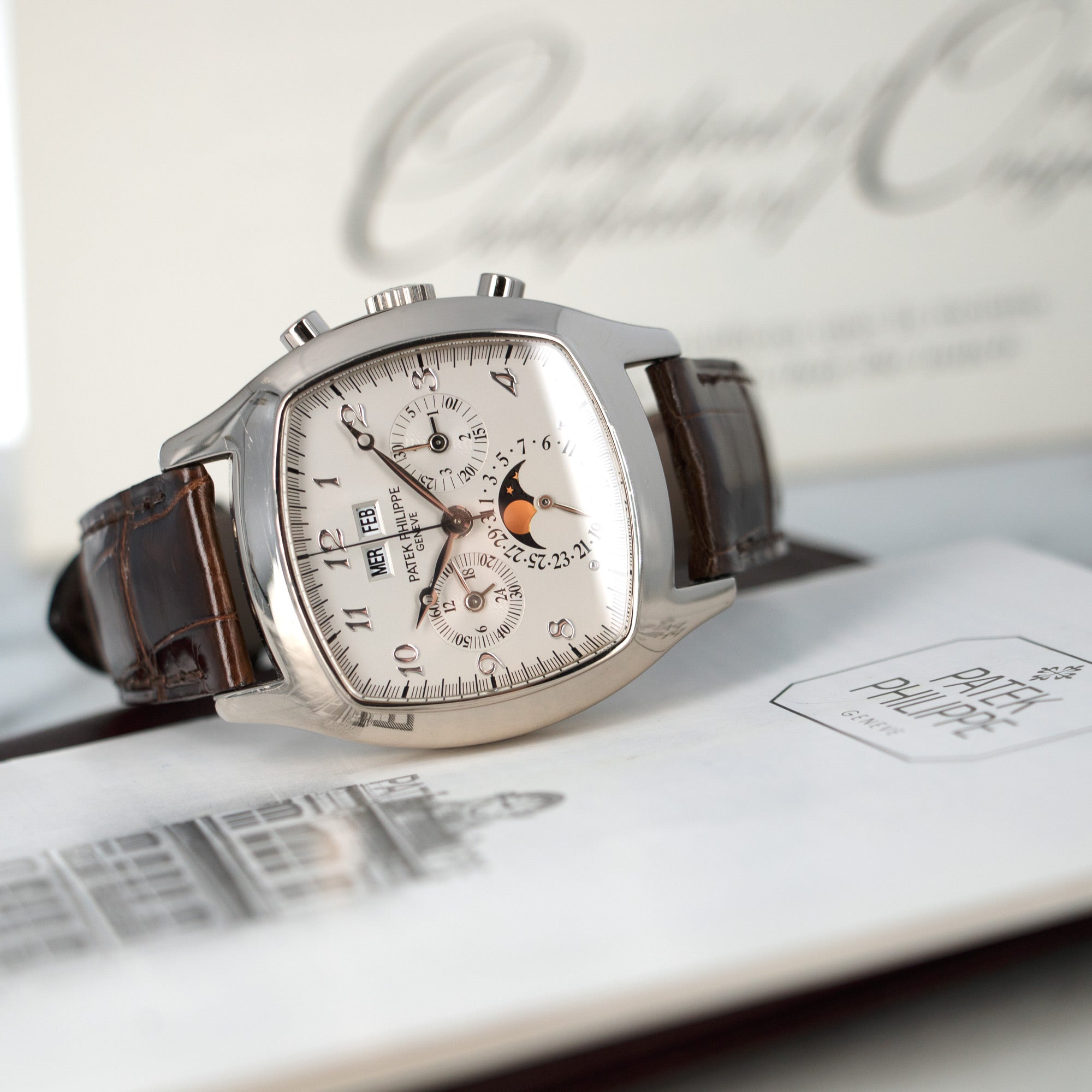 Patek Philippe - Patek Philippe White Gold Perpetual Calendar Chrono Watch Ref. 5020 - The Keystone Watches