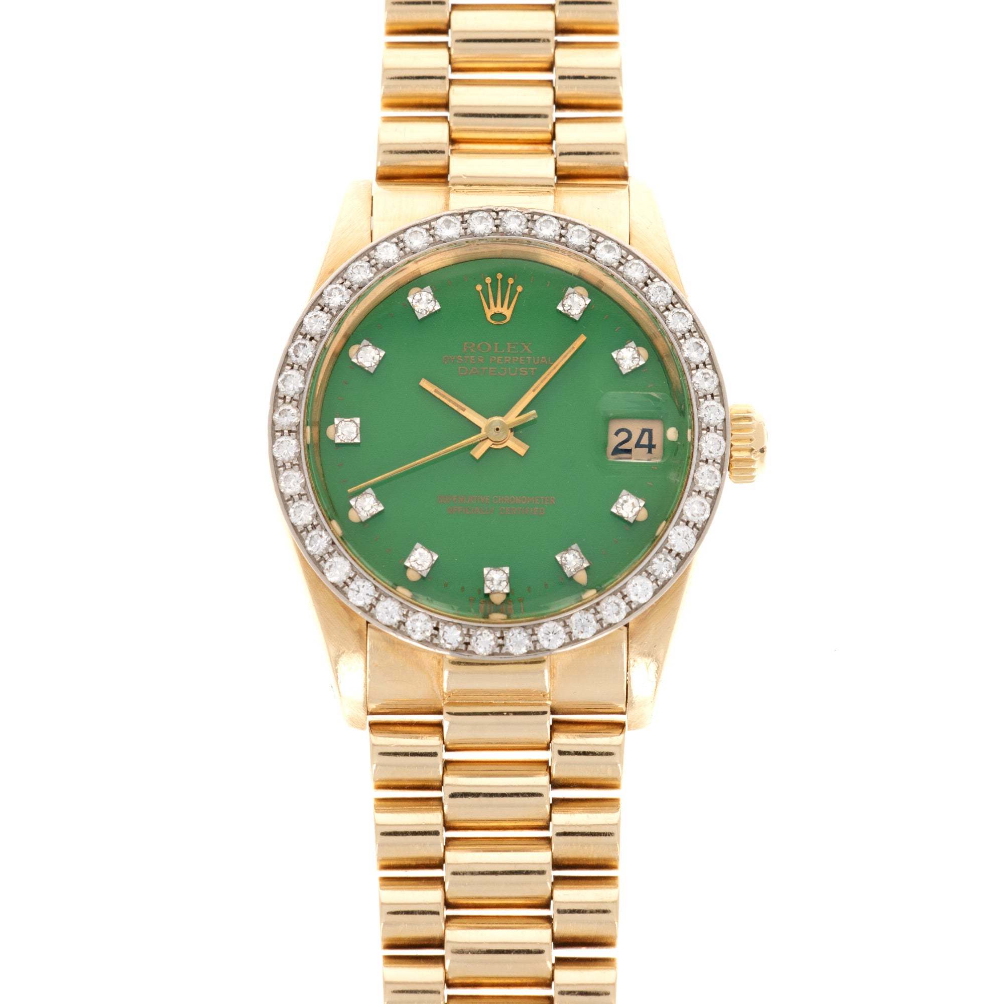 Rolex - Rolex Midsize Datejust Ref. 6828 with Green Stella Dial - The Keystone Watches