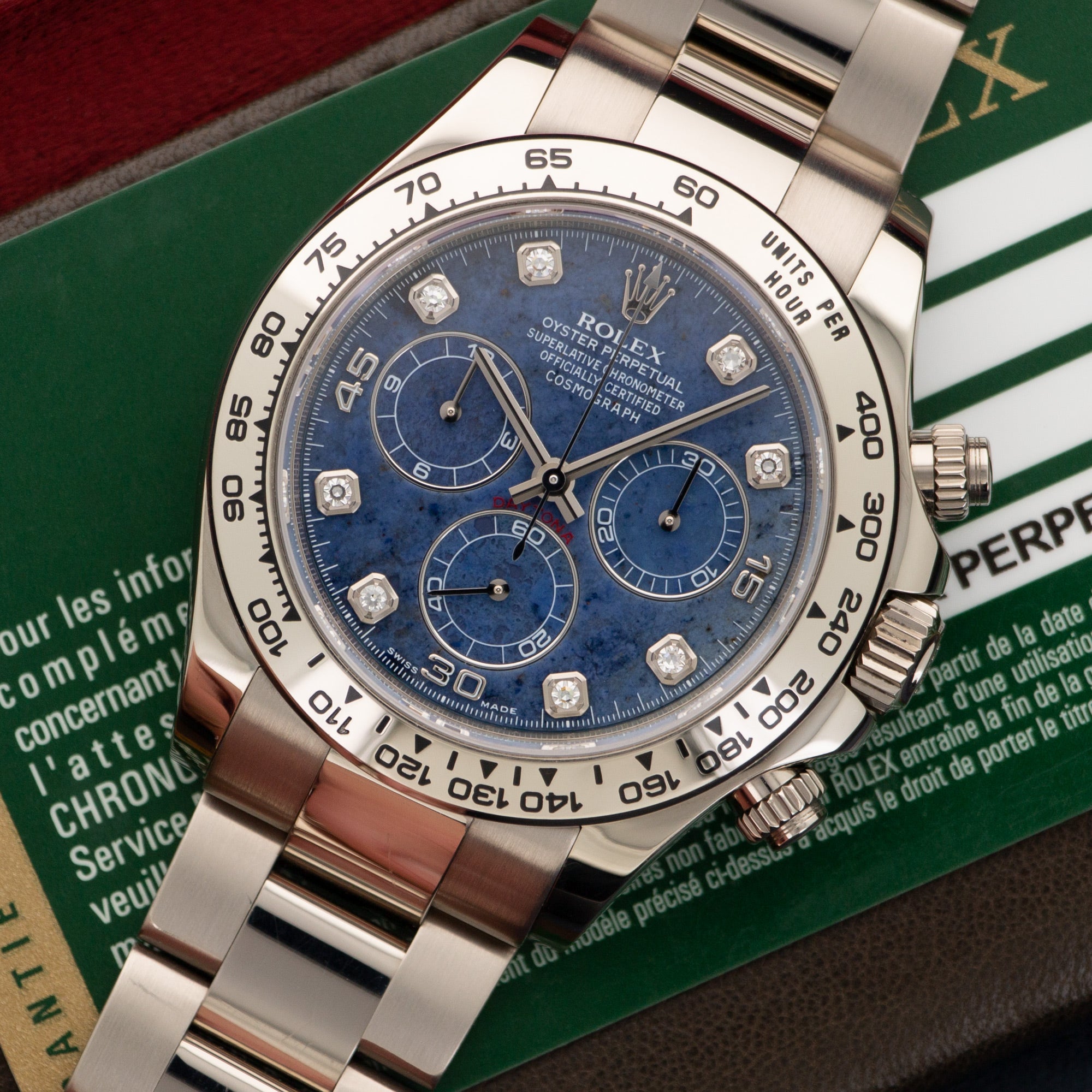 Rolex - Rolex White Gold Cosmograph Daytona Sodalite Diamond Watch Ref. 116509 - The Keystone Watches