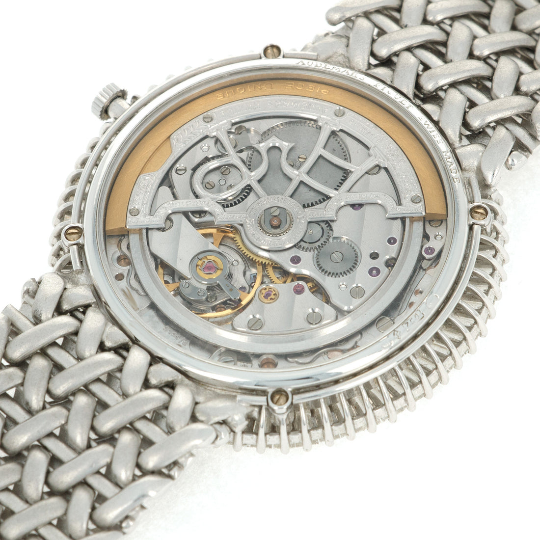 Audemars Piguet White Gold Baguette Skeleton Watch with Singapore mastcot, the Merlion. Piece Unique