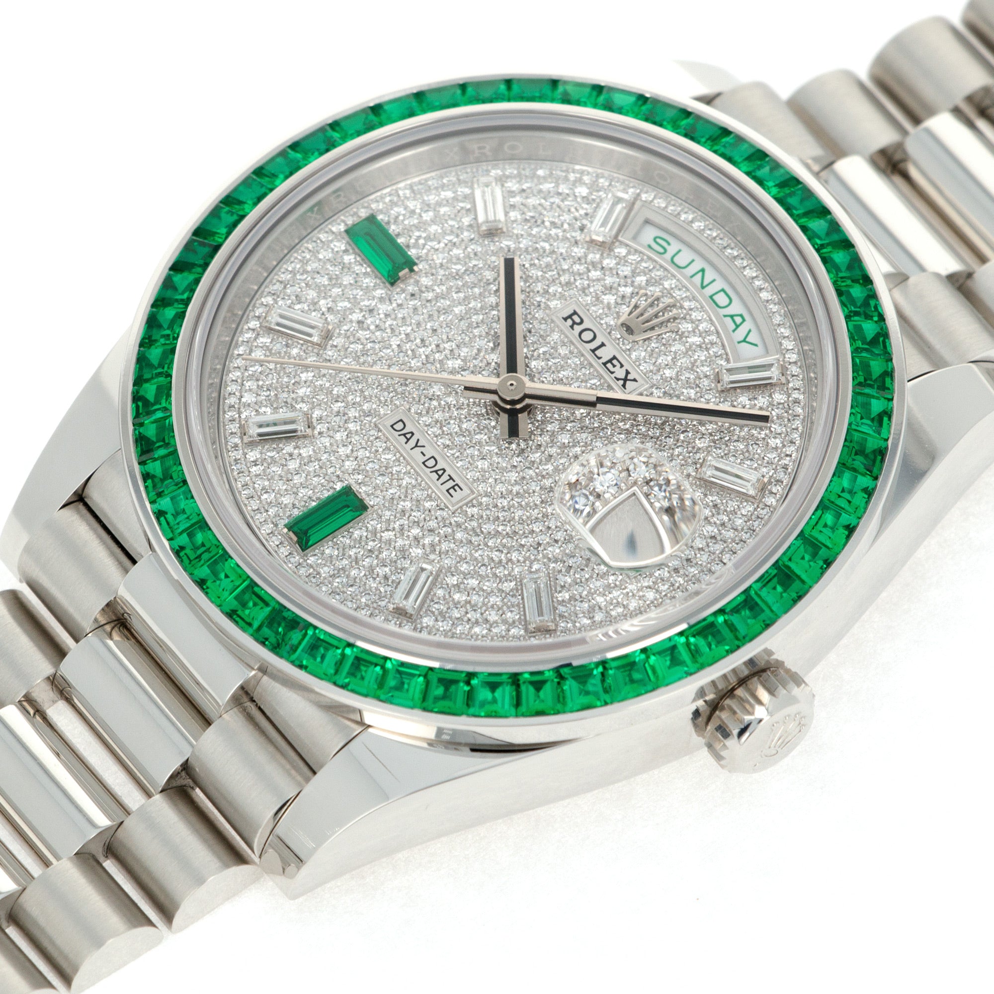 Rolex - Rolex Platinum Day-Date Ref. 228396 with Diamond &amp; Emeralds - The Keystone Watches