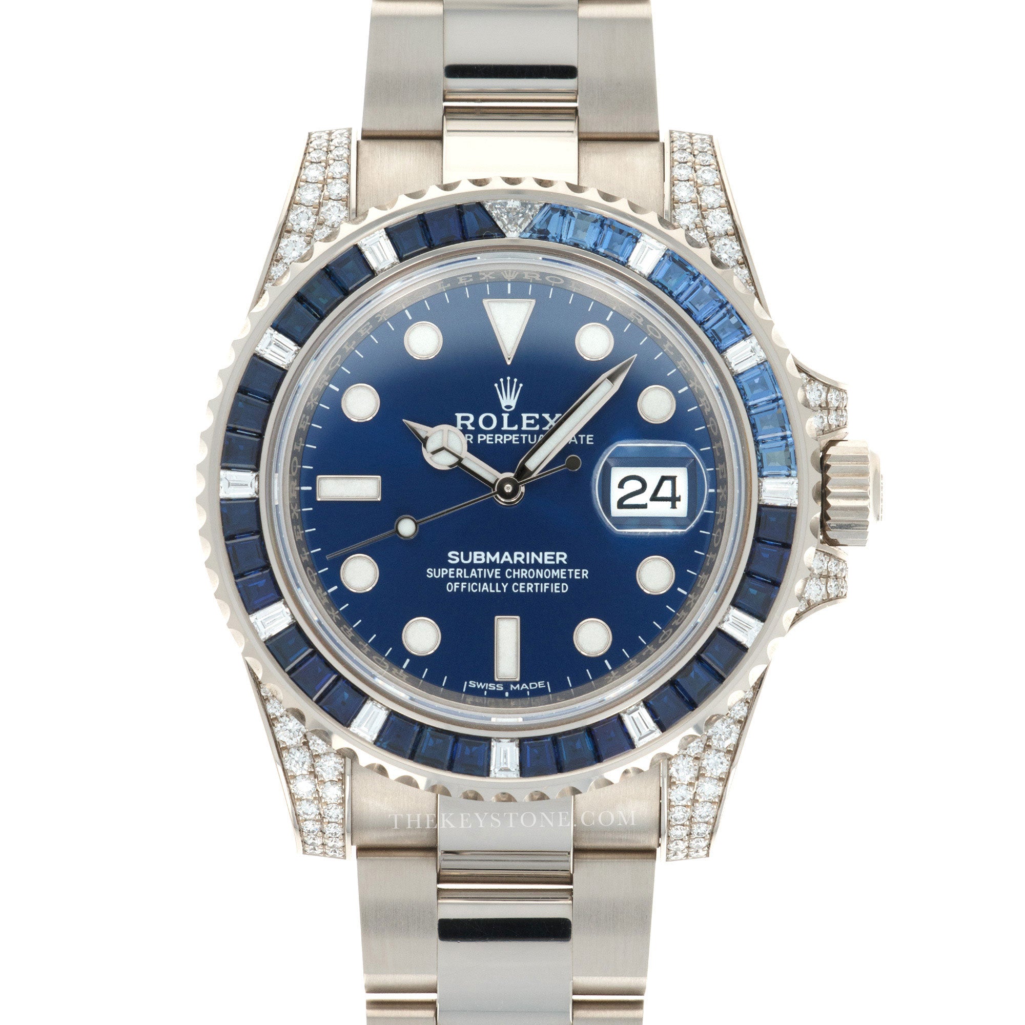 Rolex - Rolex White Gold Submariner Diamond Sapphire Watch Ref. 116659 - The Keystone Watches
