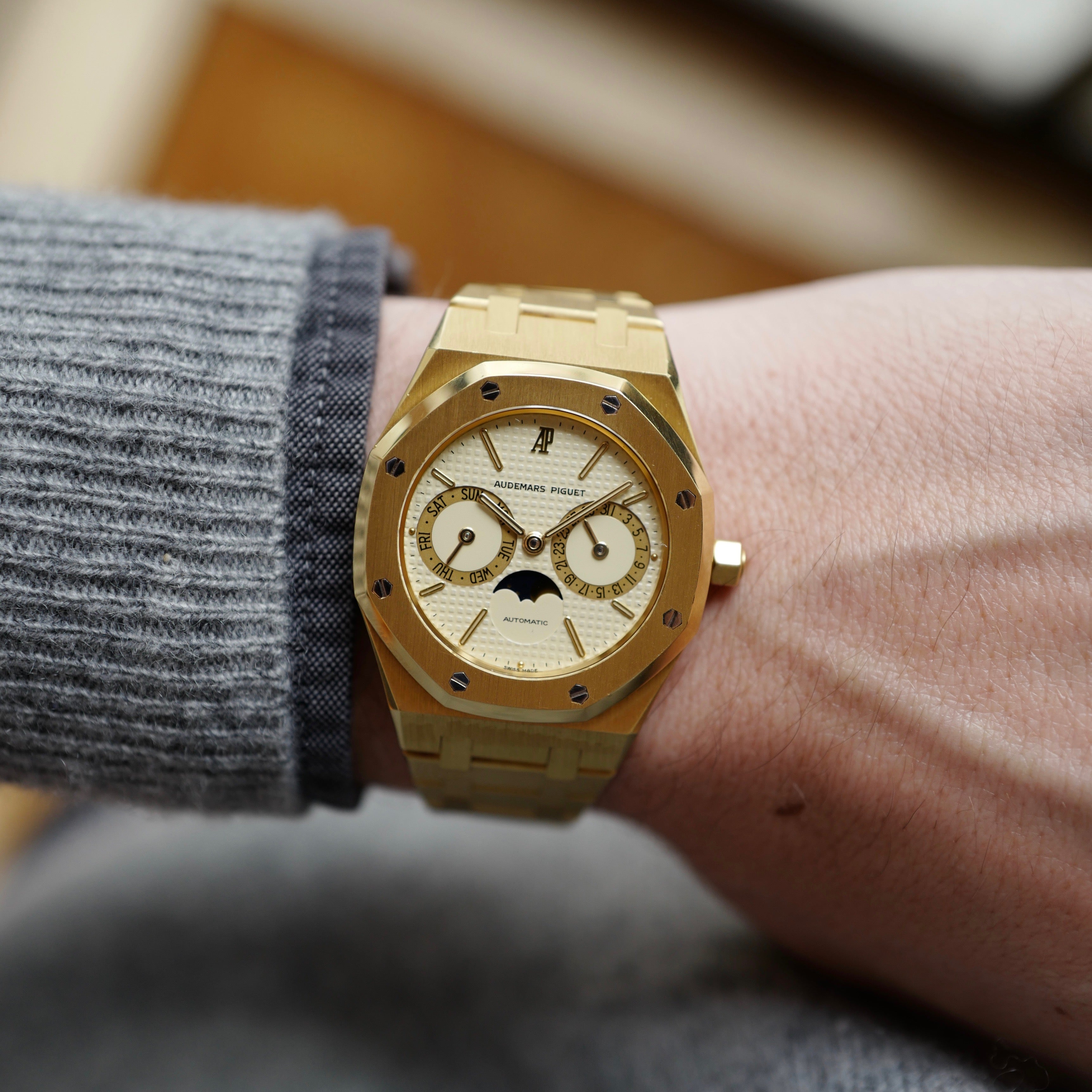 Audemars piguet royal oak moonphase gold best sale