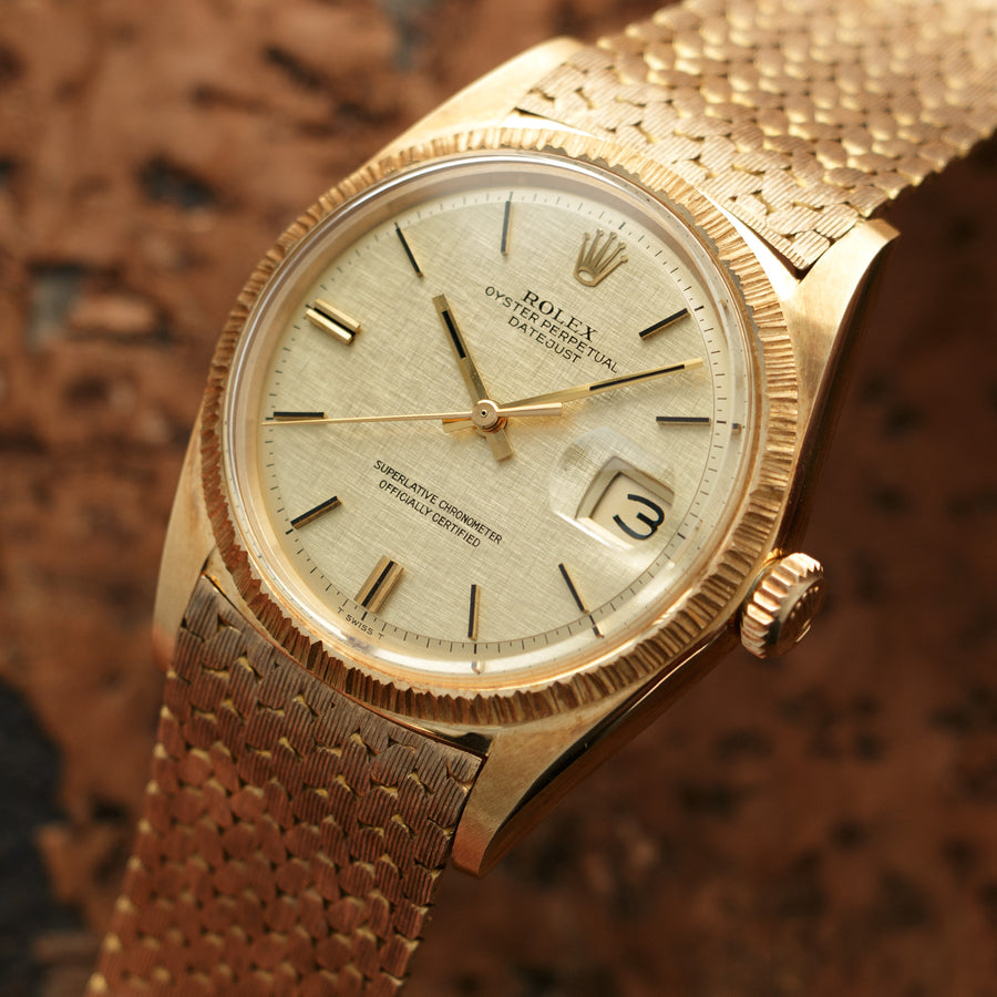 Rolex Yellow Gold Datejust Ref. 1607 with Unusual Bracelet