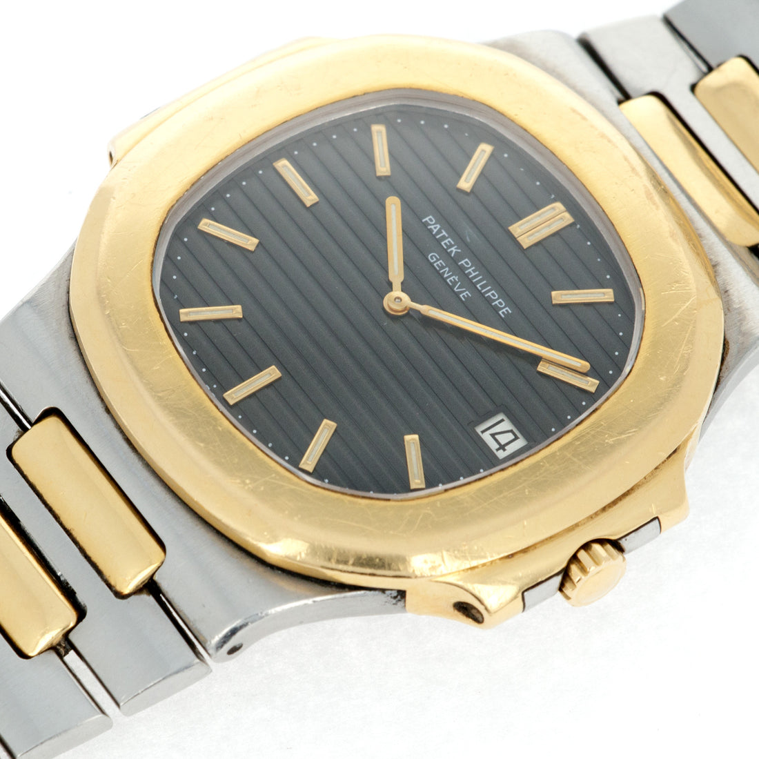 Patek Philippe Nautilus 3700 Two-Tone  Original Condition, Some Hairline Scratches Consistent with Age Unisex Two-Tone Black 40 mm Automatic 1970s Two-Tone Bracelet Handmade Travel Pouch 