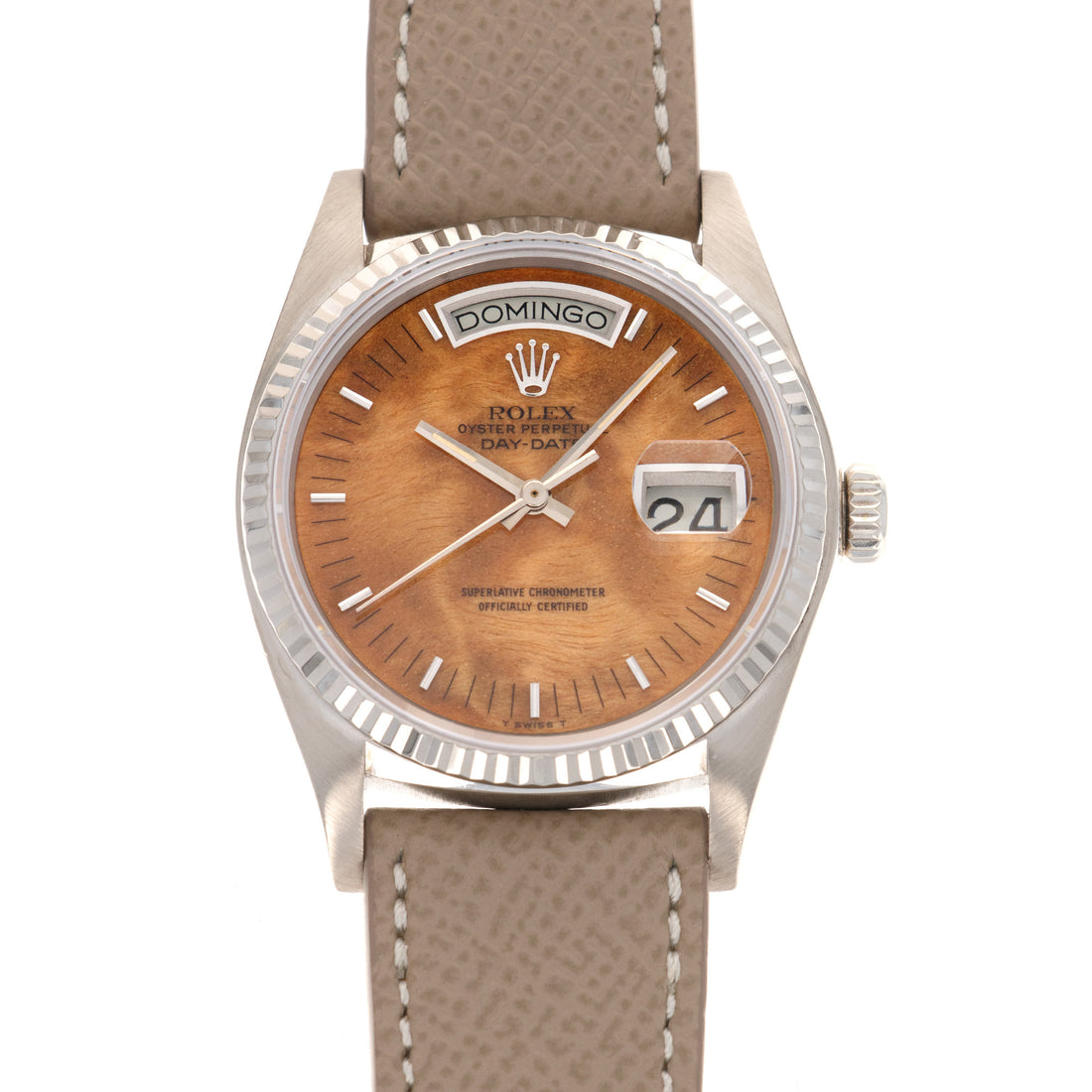 Rolex White Gold Day-Date Wood Dial Watch Ref. 18039