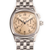 Patek Philippe Steel Monopusher Salmon Dial Chronograph Watch Ref. 5950