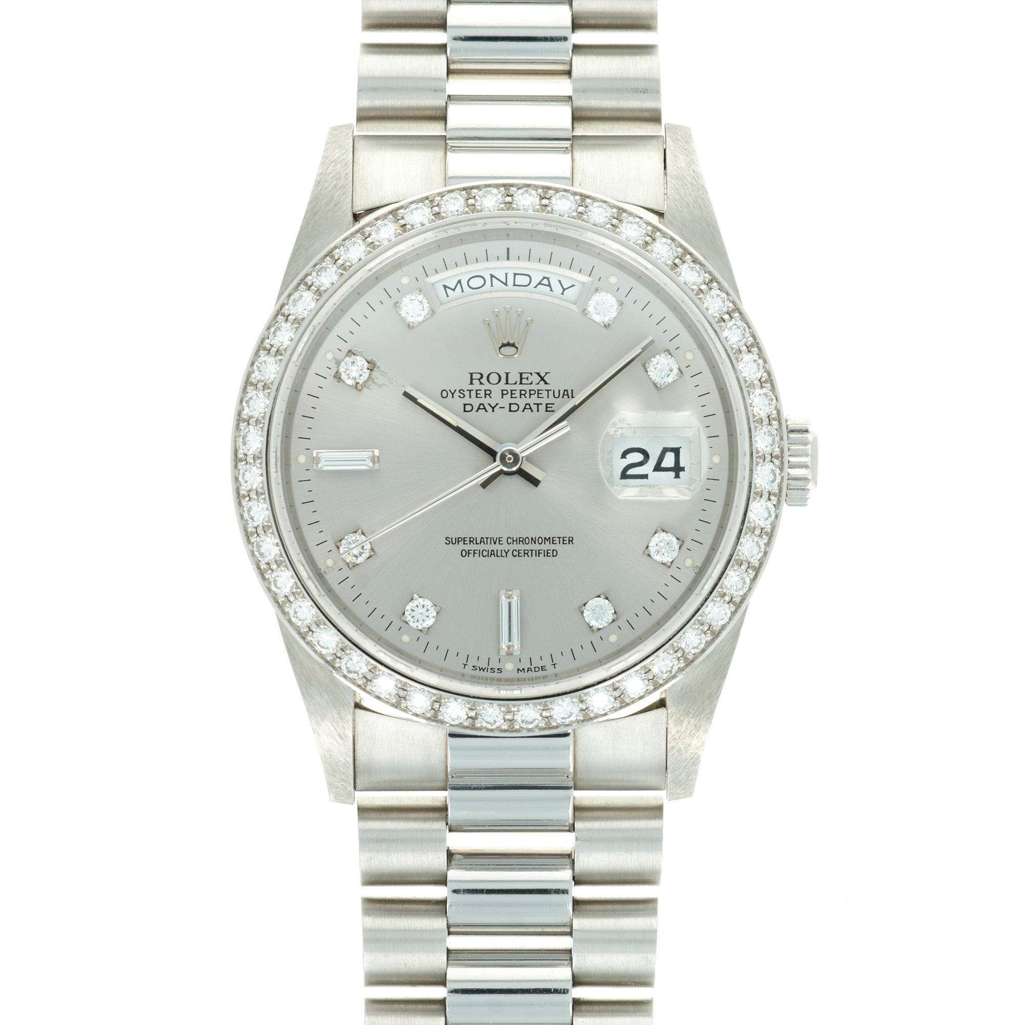 Rolex - Rolex Platinum Day-Date Ref. 18346 with Diamond Bezel and Dial - The Keystone Watches