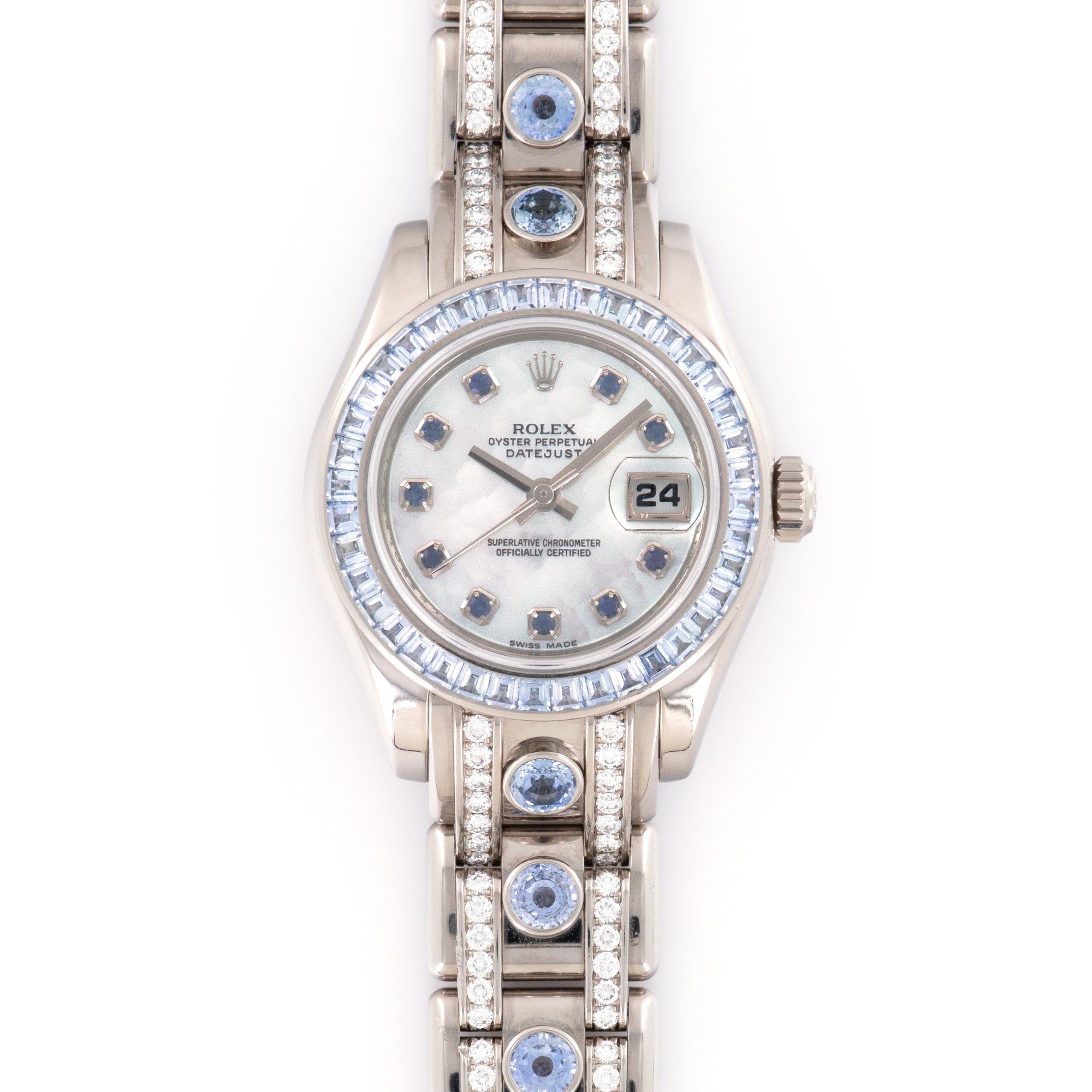 Rolex - Rolex White Gold Pearlmaster Diamond Sapphire Ref. 80309 - The Keystone Watches