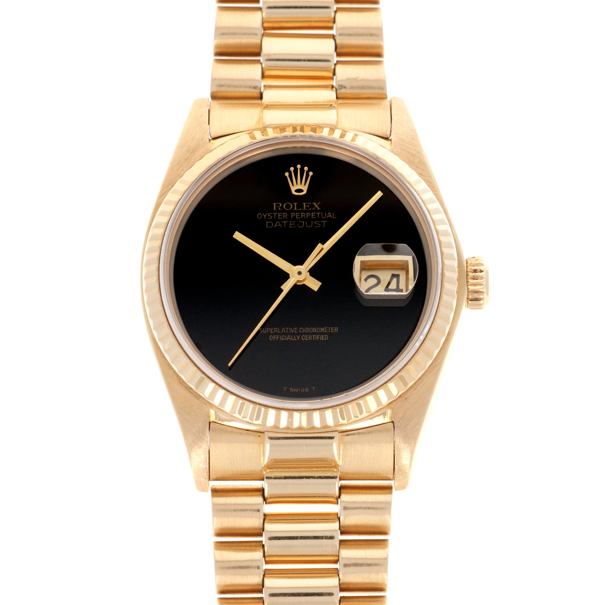 Rolex - Rolex Yellow Gold Datejust Onyx Dial Watch, Ref. 16018 - The Keystone Watches