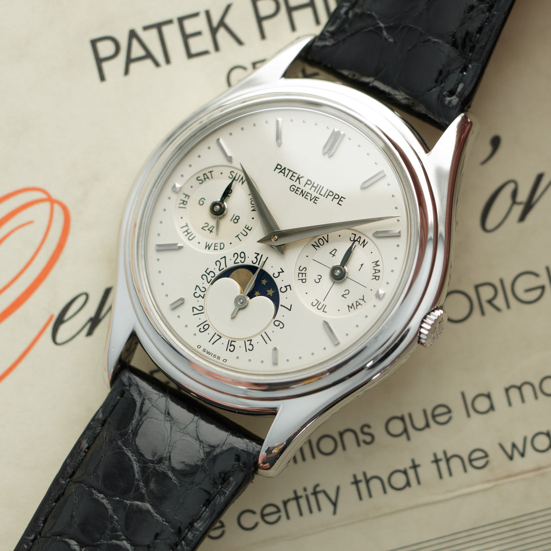 Patek Philippe Platinum Perpetual Calendar Ref. 3940P with Original Warranty Paper