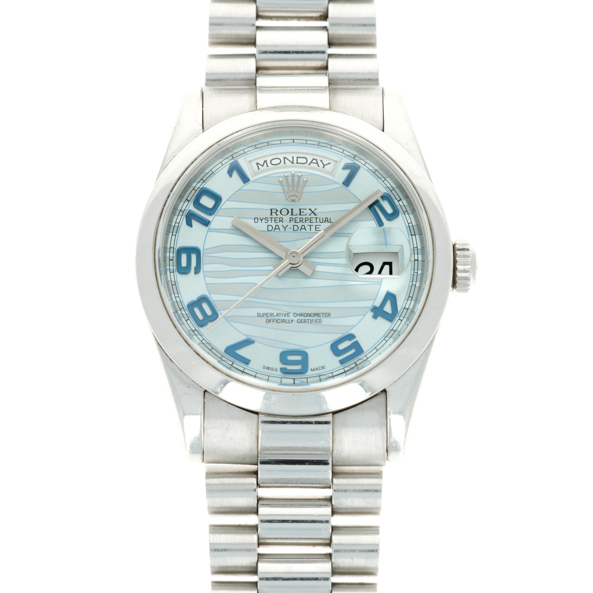 Rolex - Rolex Day-Date Platinum Ice Blue Dial Ref. 118206 - The Keystone Watches