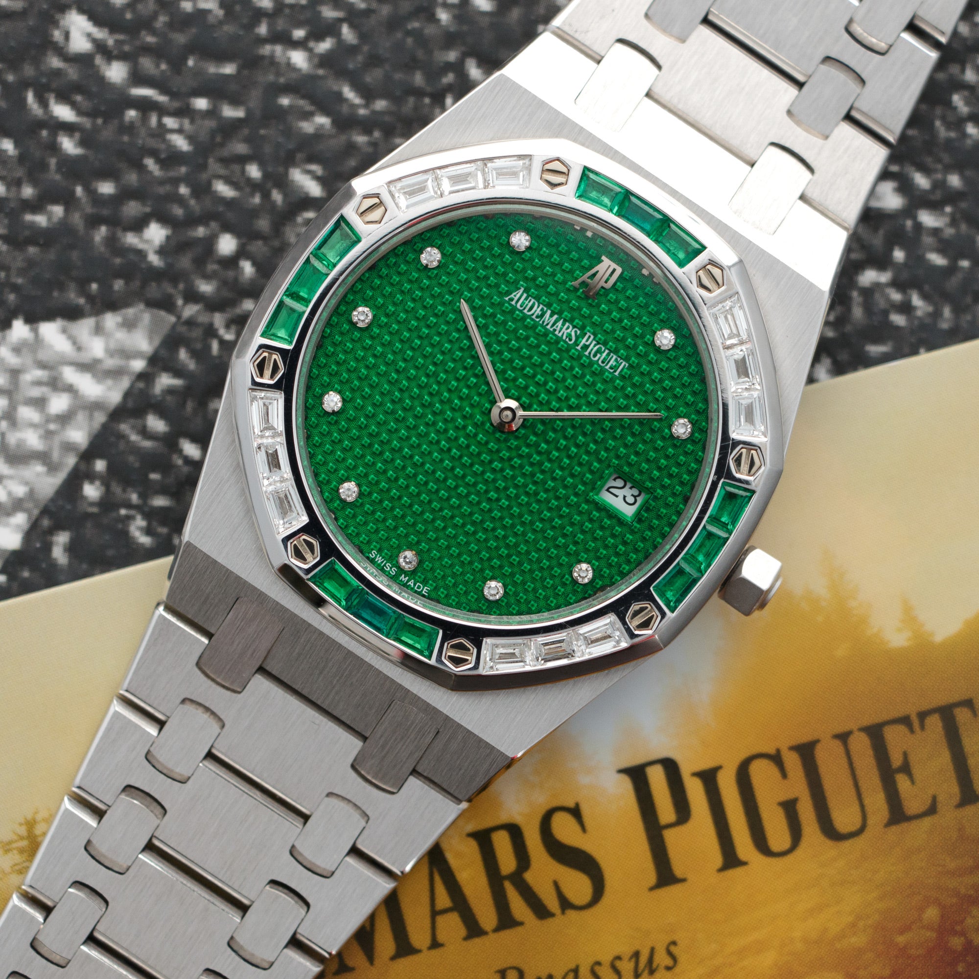 Audemars Piguet - Audemars Piguet White Gold Diamond & Emerald Royal Oak Watch - The Keystone Watches