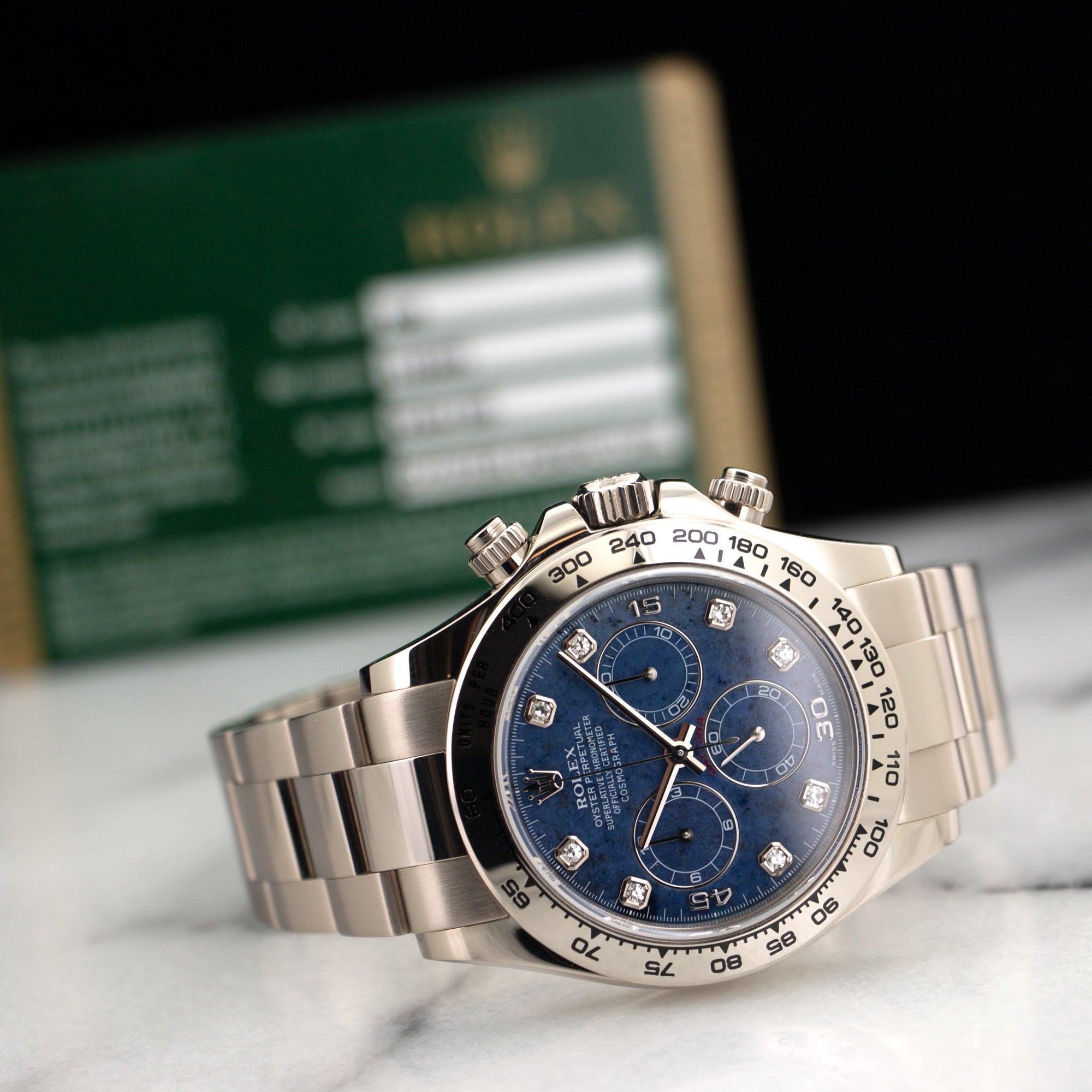 Rolex - Rolex White Gold Cosmograph Daytona Sodalite Diamond Watch Ref. 116509 - The Keystone Watches