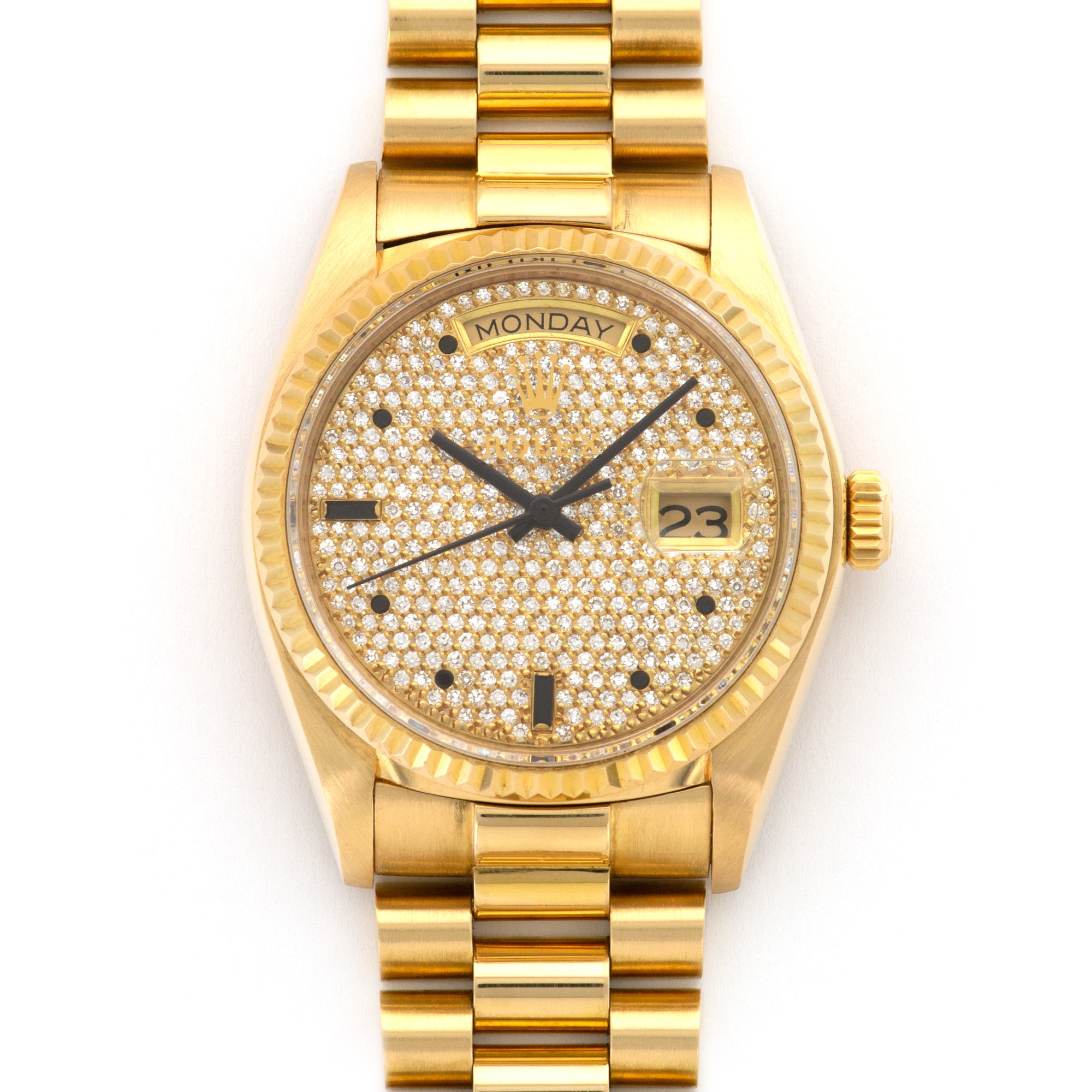 Rolex - Rolex Yellow Gold Day-Date Pave Diamond Watch, from 1981 - The Keystone Watches