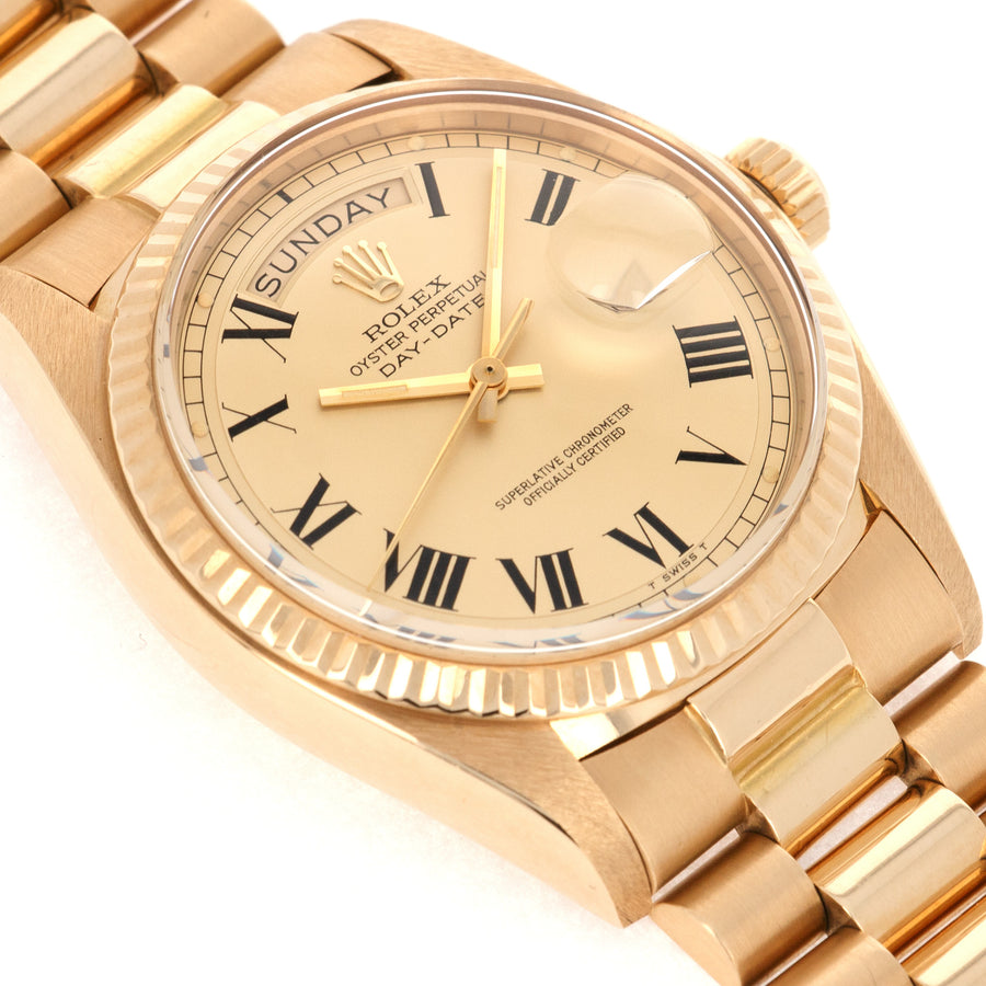 Rolex Day-Date 1803 18k YG  Excellent Overall Condition, No Notable Signs of Wear Unisex 18k YG Champagne with Black Roman Numerals 36 mm Automatic 1976 Yellow Gold (7.25) Original Warranty Paper 